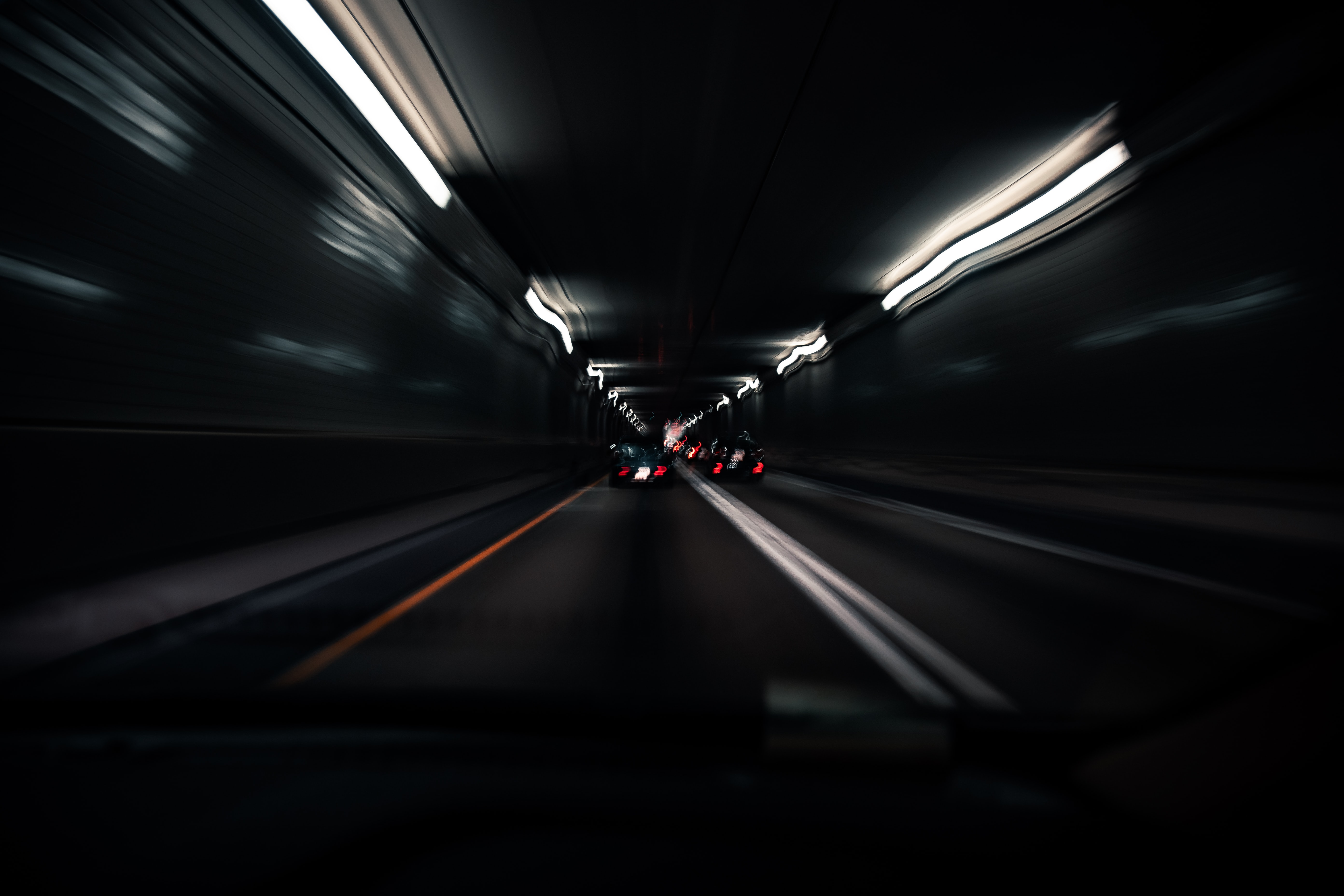 UHD wallpaper cars, road, tunnel, blur
