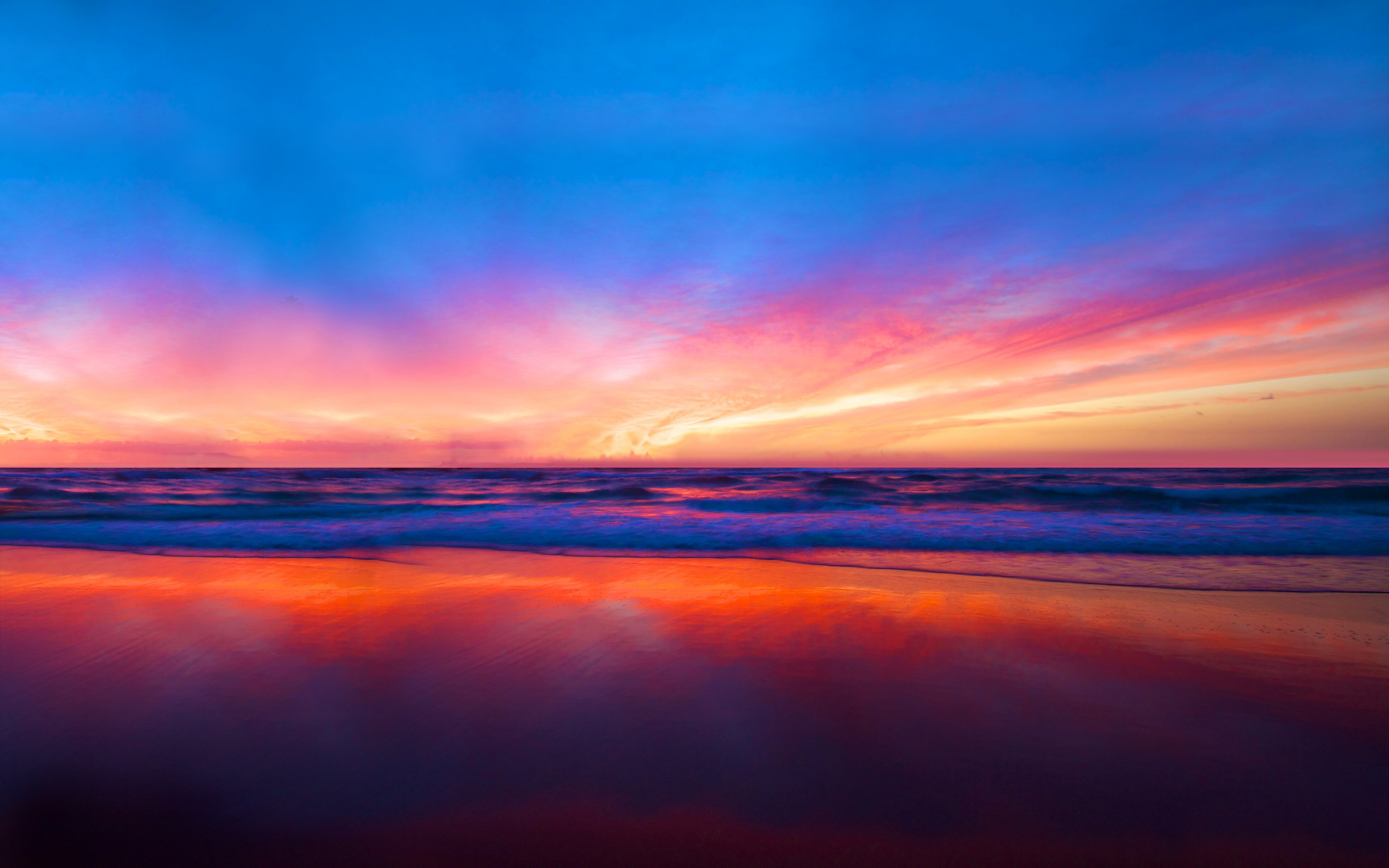 colorful, horizon, beach, sunset, earth, scenic download HD wallpaper