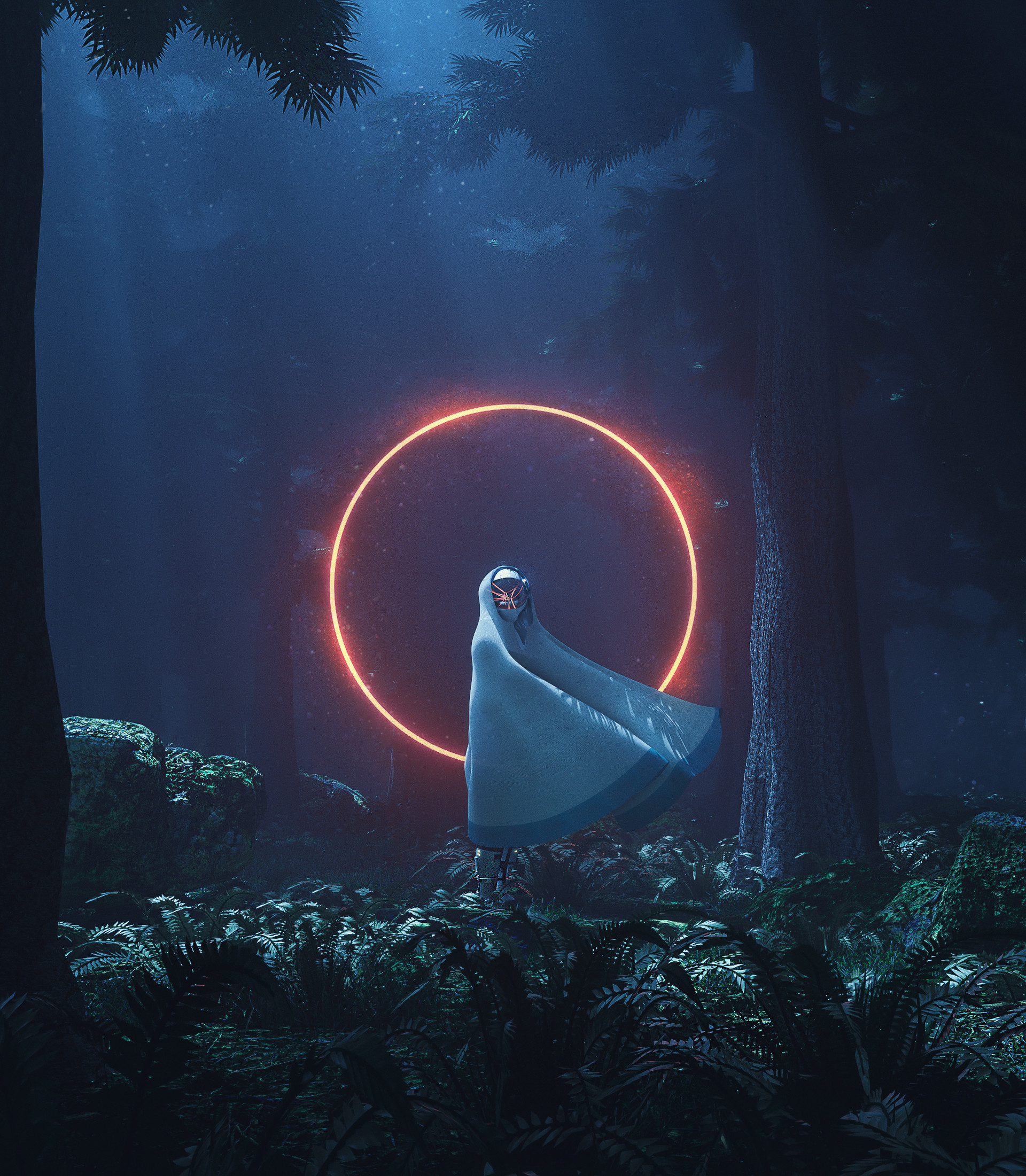 3d, circle, alien, forest Ultrawide Wallpapers