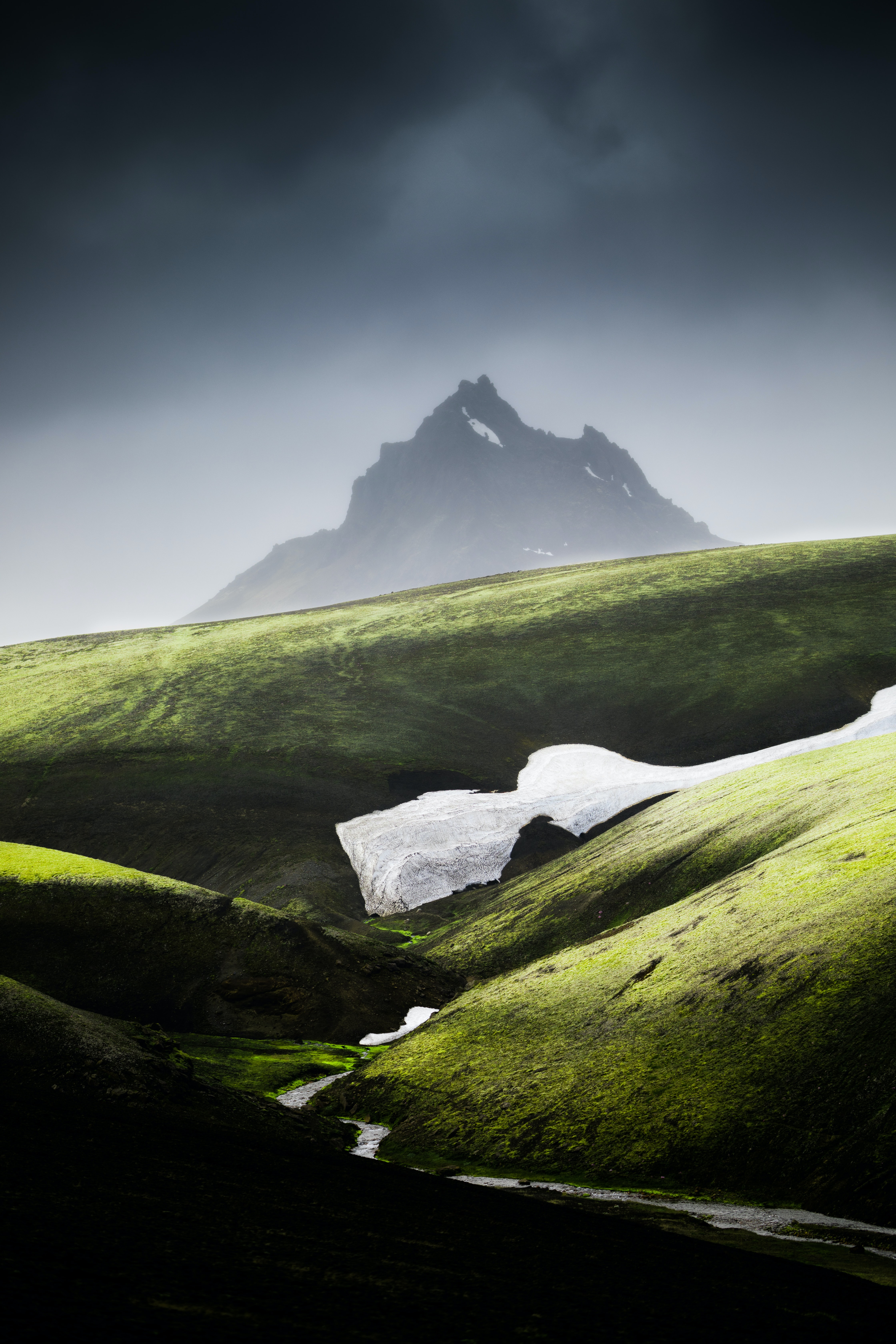 nature, mountain, vertex, top, fog, slope cellphone