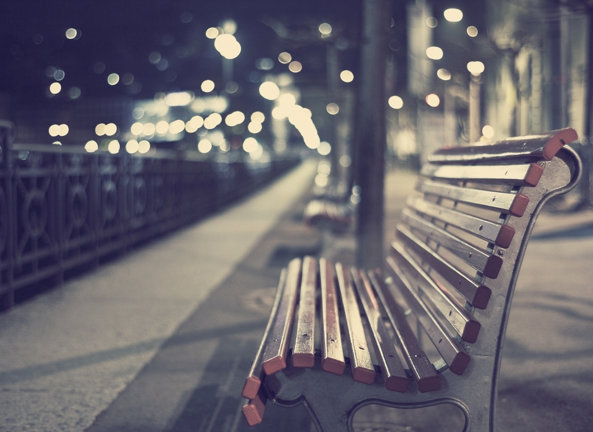 bench, city, miscellanea, miscellaneous, park, evening, deserted lock screen backgrounds