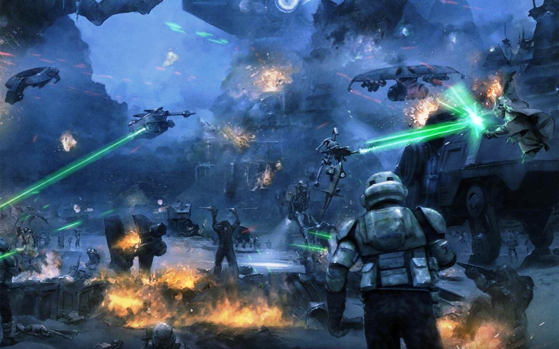 sci fi, star wars, at te, droid gunship, kashyyyk (star wars), star wars: the clone wars