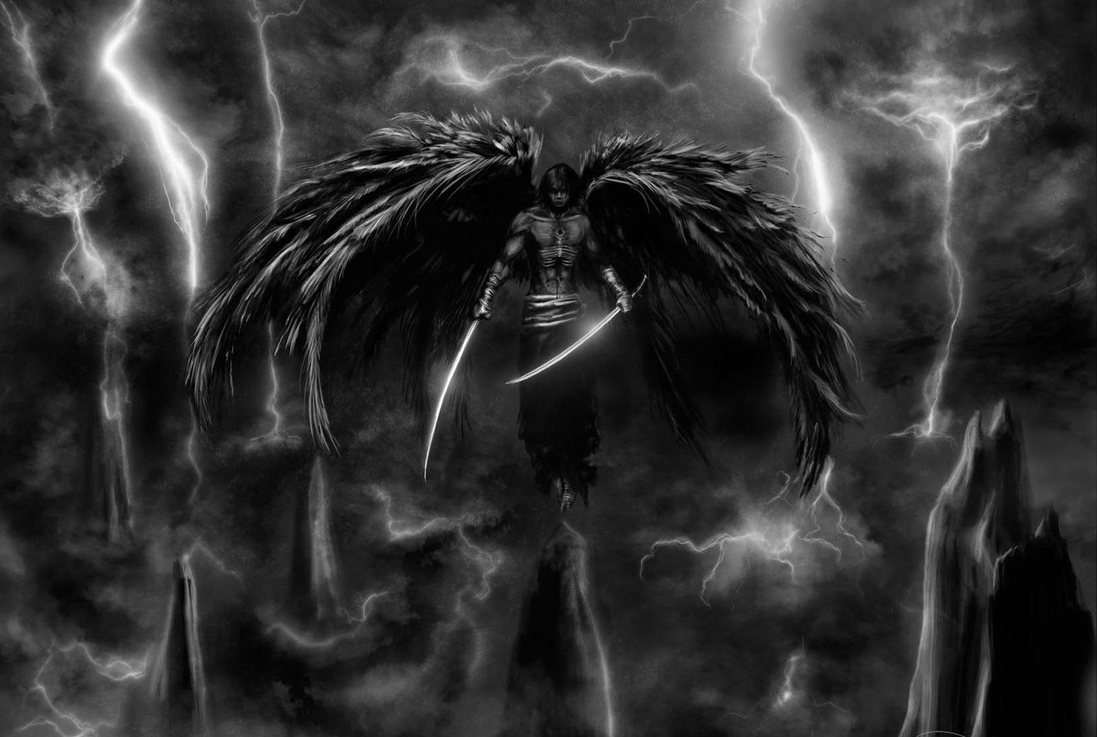 angel, warrior, dark HD wallpaper