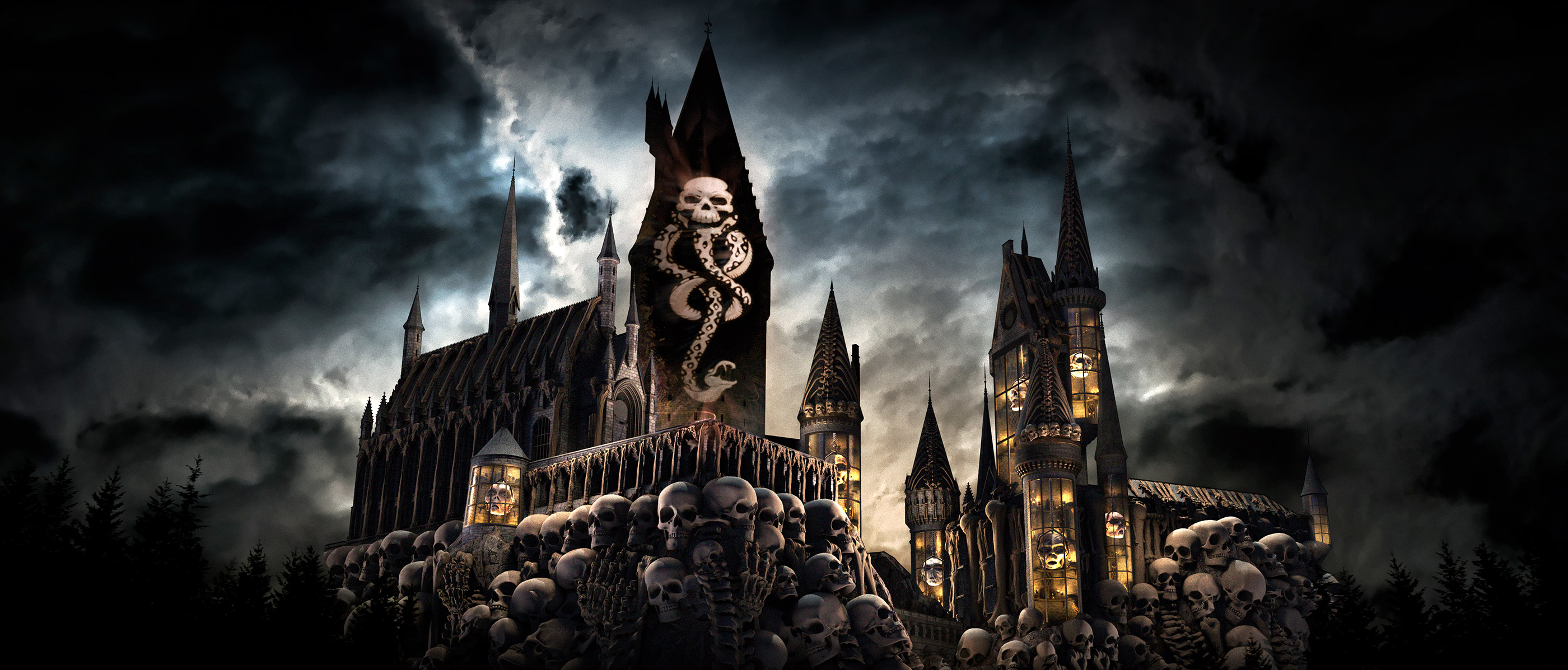 HD desktop wallpaper: Harry Potter, Skull, Movie, Hogwarts Castle download  free picture #472799