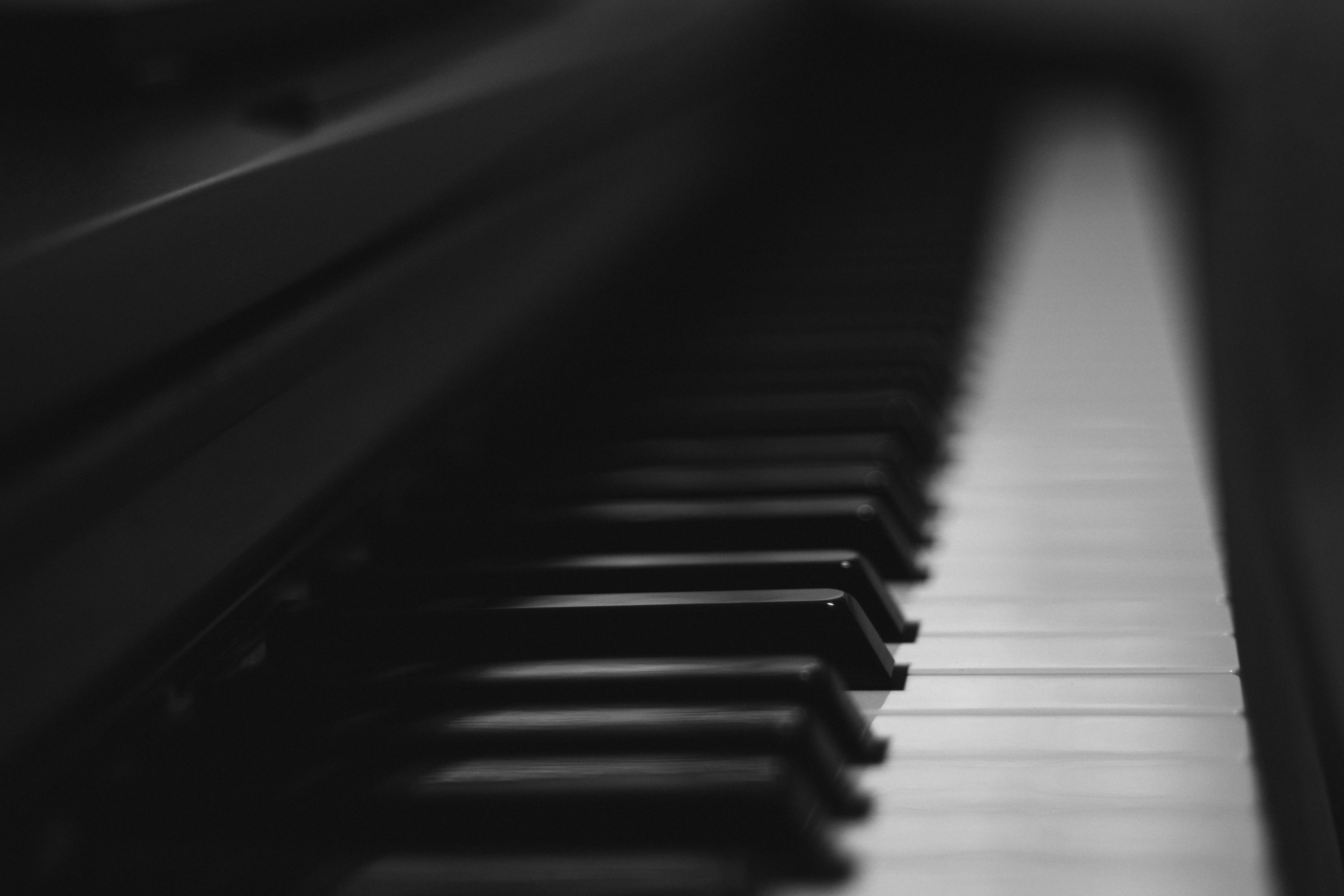 piano, keys, chb, music, bw, musical instrument 5K