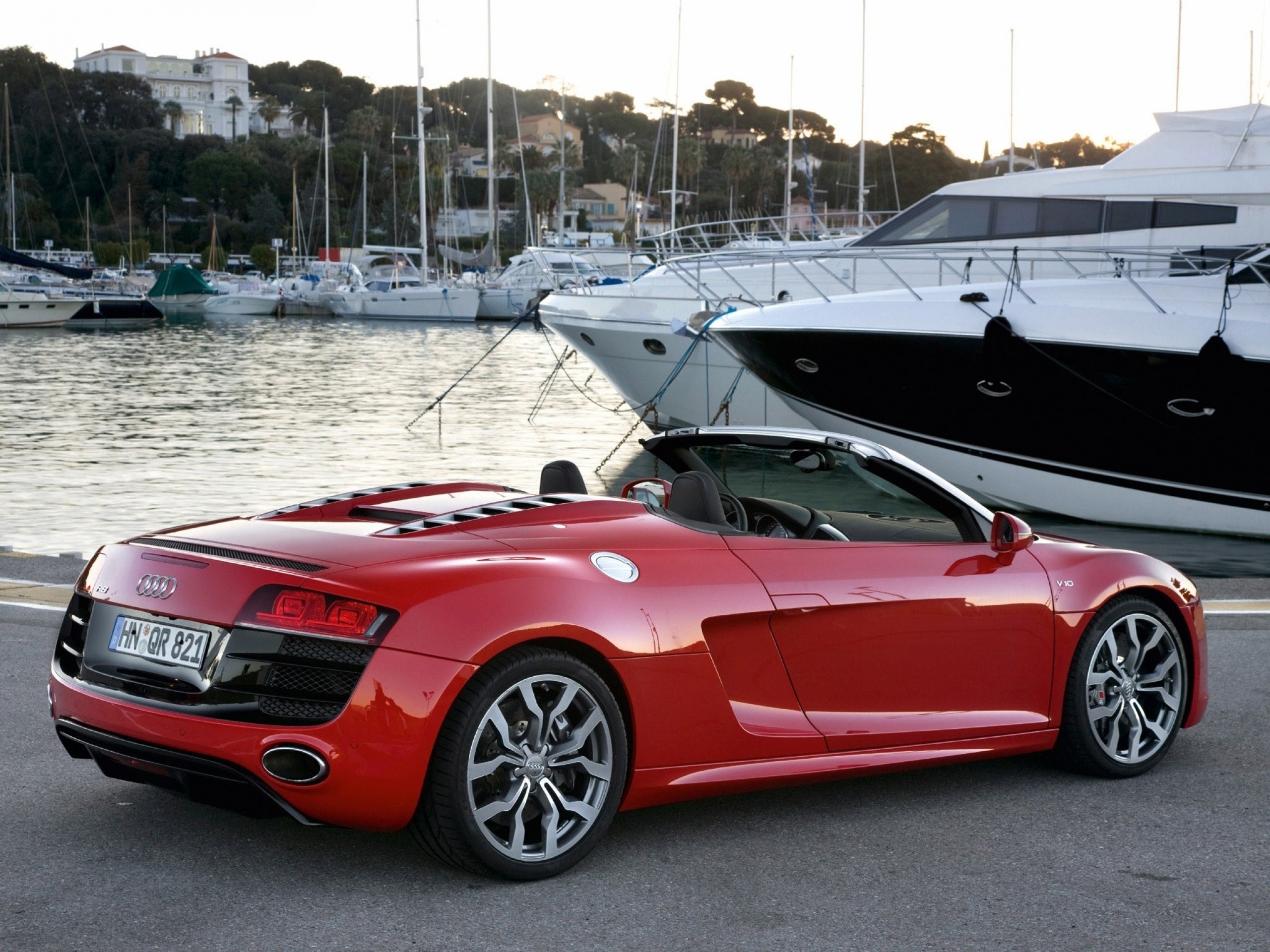 65585 download wallpaper audi, cars, red, cabriolet, r8, spyder screensavers and pictures for free