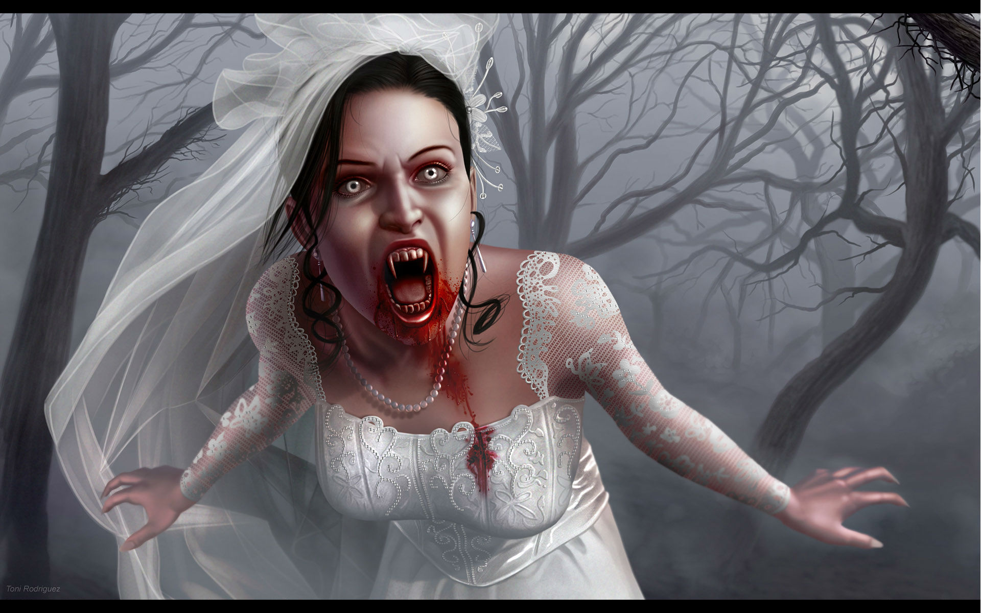 creepy, dark, spooky, vampire, horror, halloween, blood, bride, scary