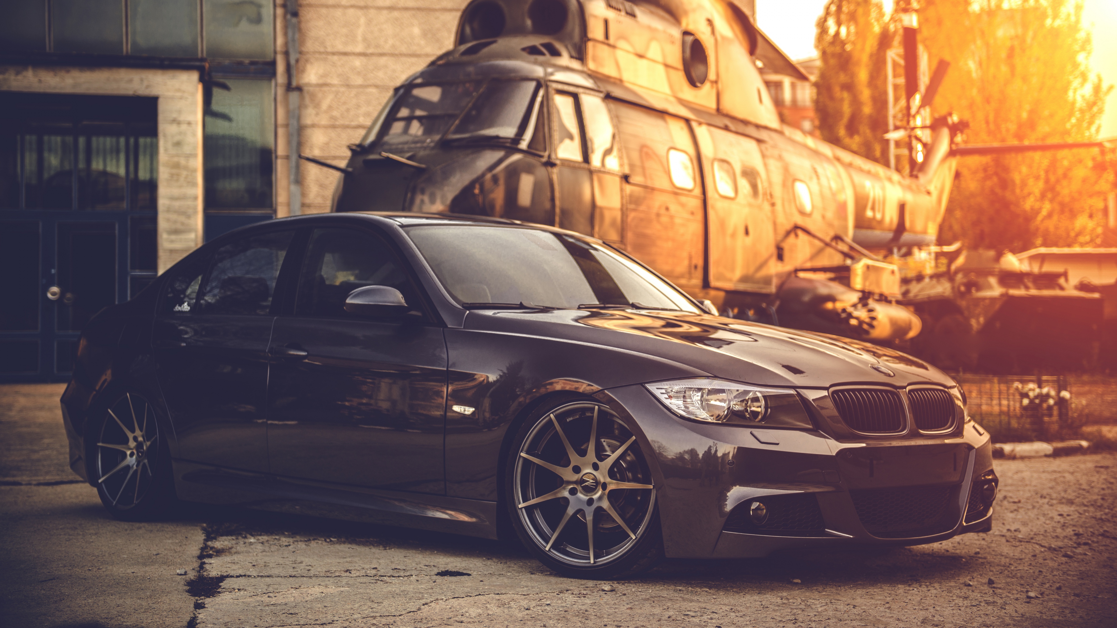 Download mobile wallpaper Vehicles, Bmw, Car, Helicopter for free.