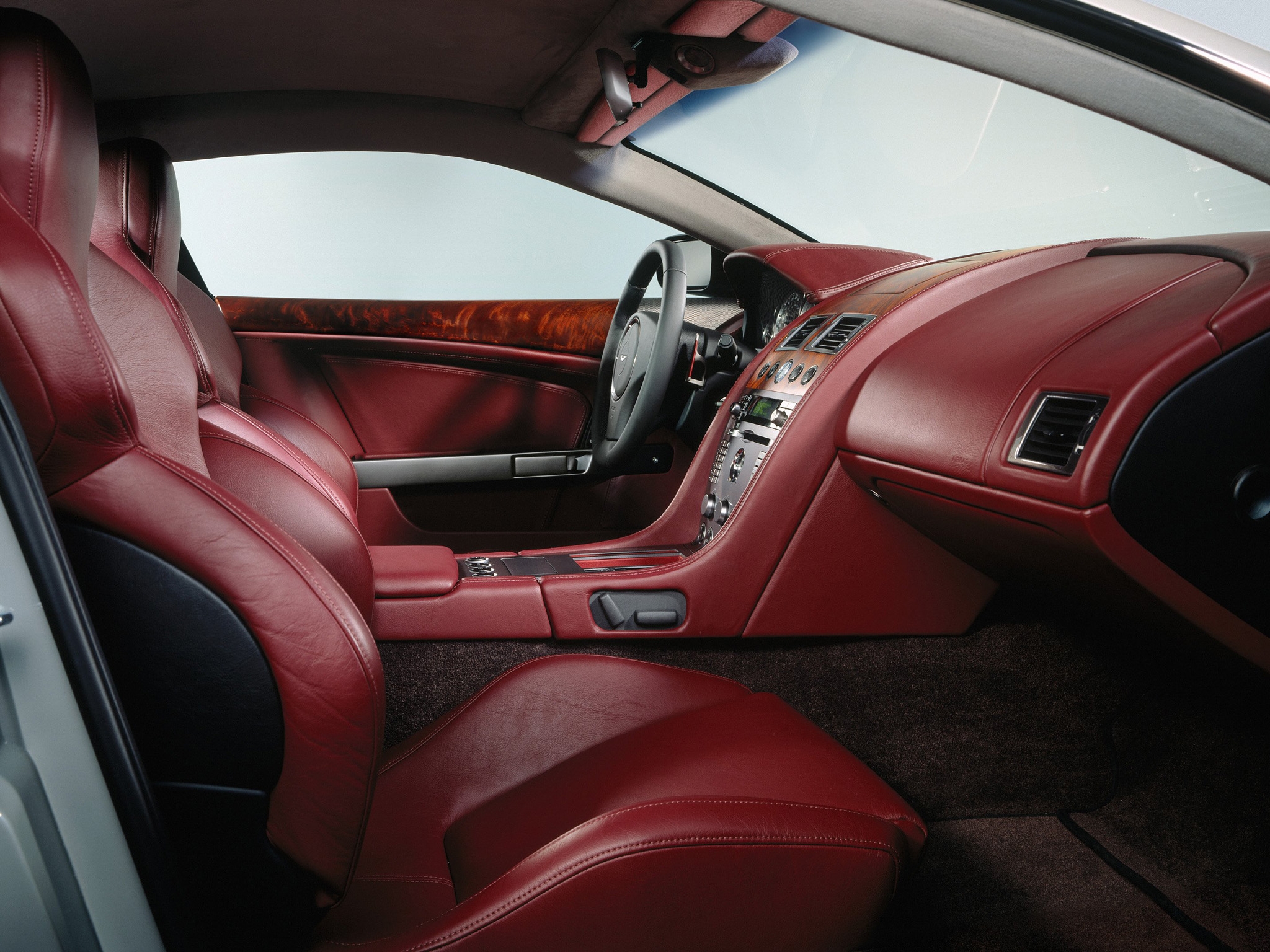 cars, interior, aston martin, red, steering wheel, rudder, salon, 2004, db9 cellphone