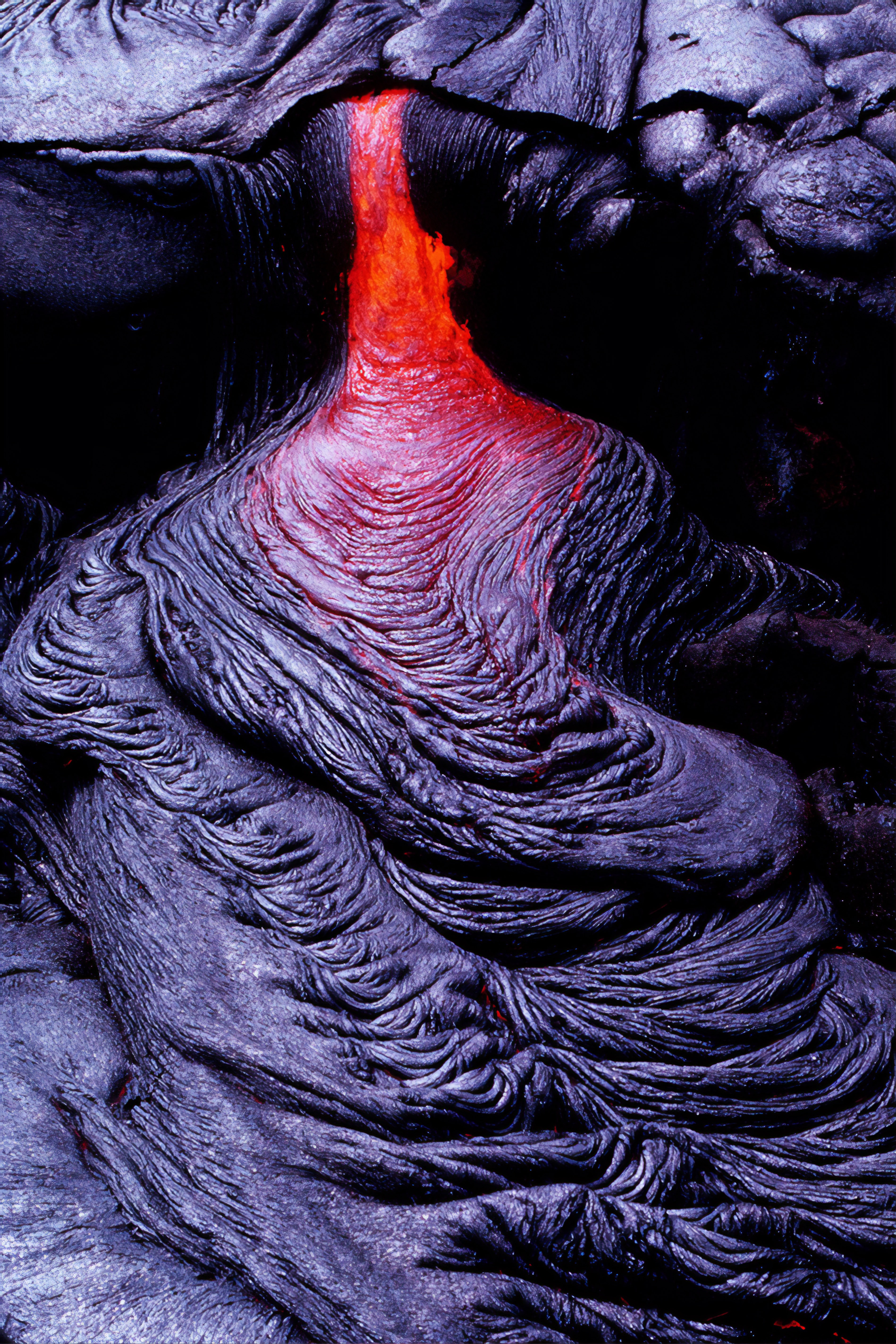 volcano, nature, surface, lava, fiery