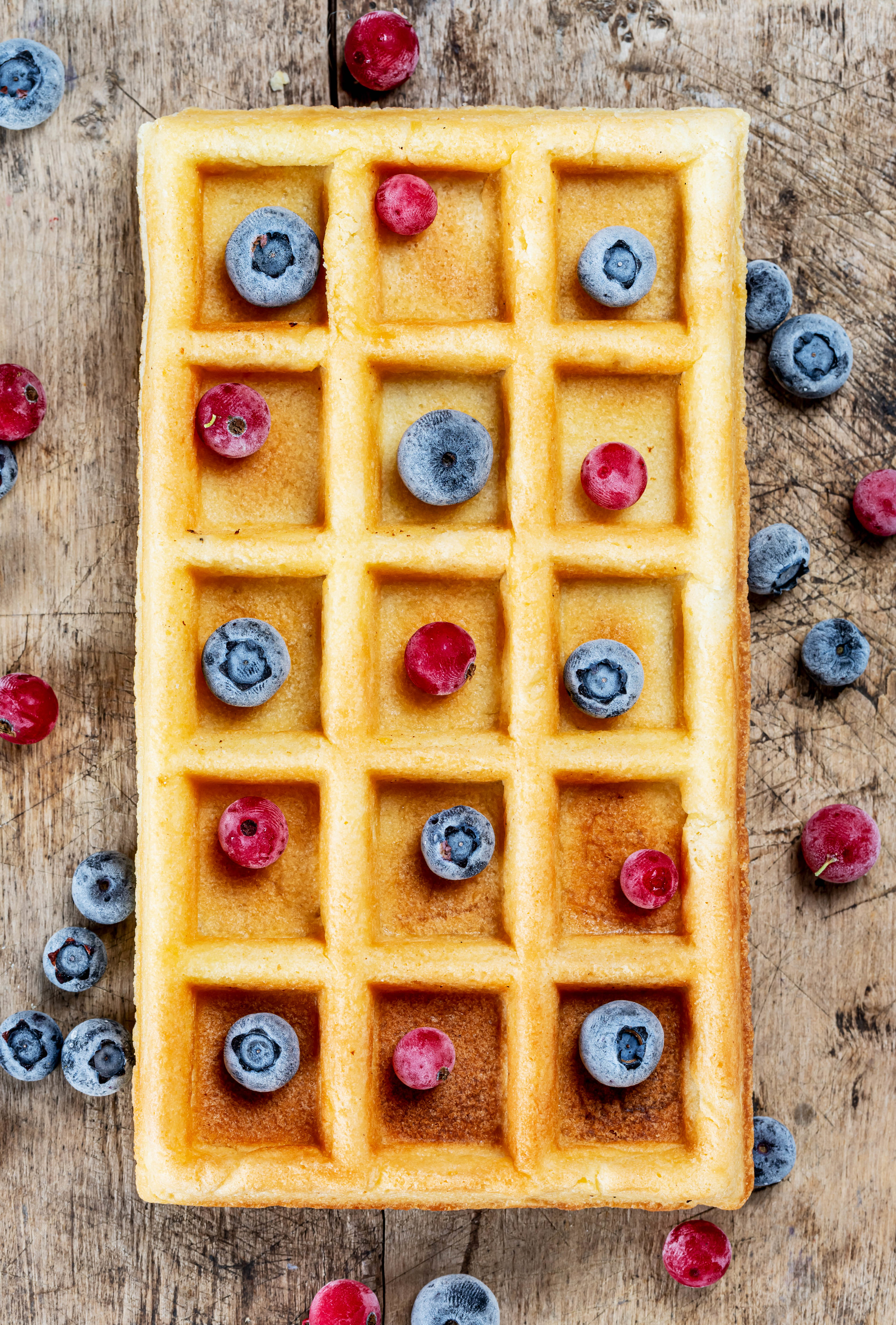 food, fruits, viennese waffles, berries HD Phone wallpaper