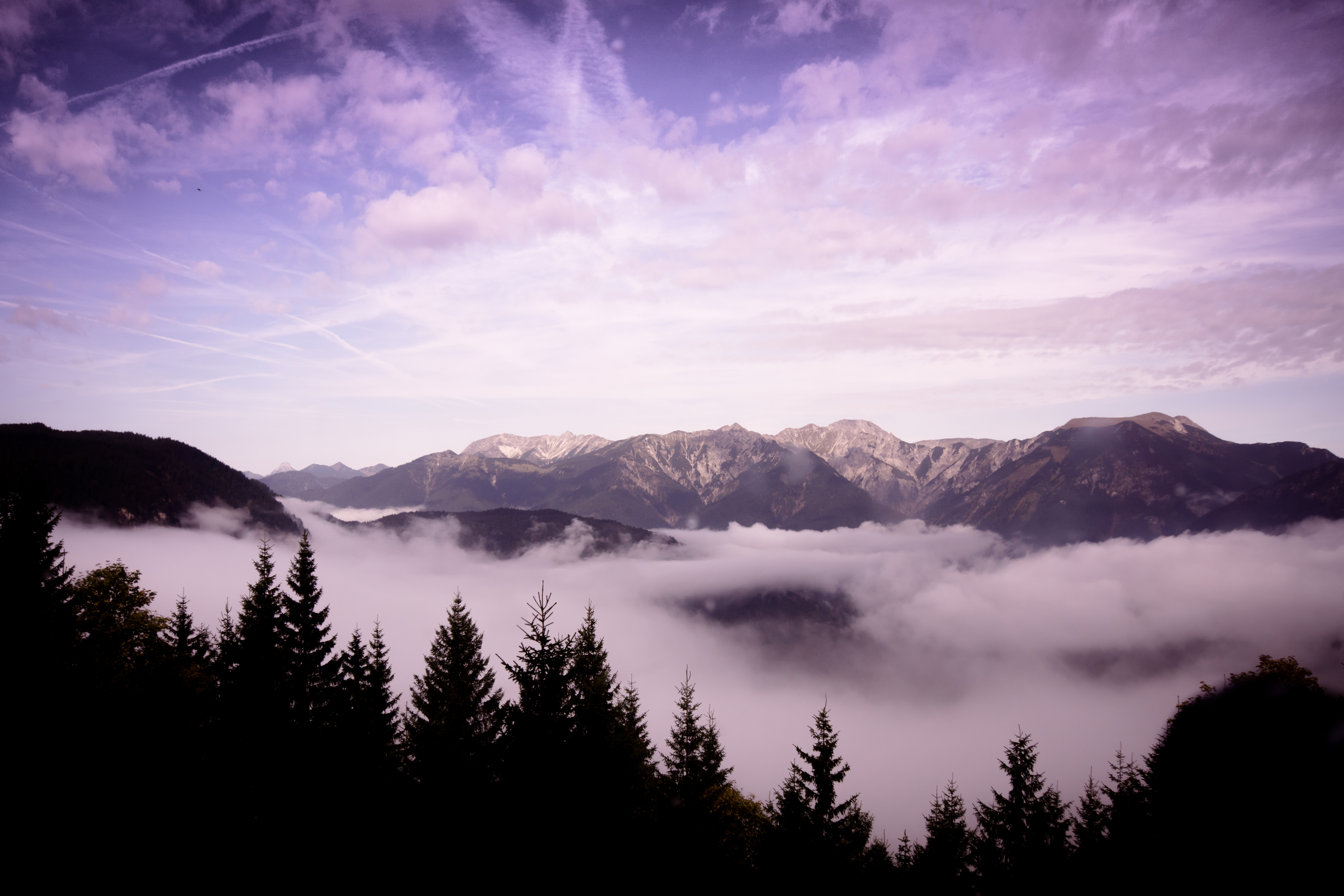 Wallpaper for mobile devices nature, clouds, trees, mountains