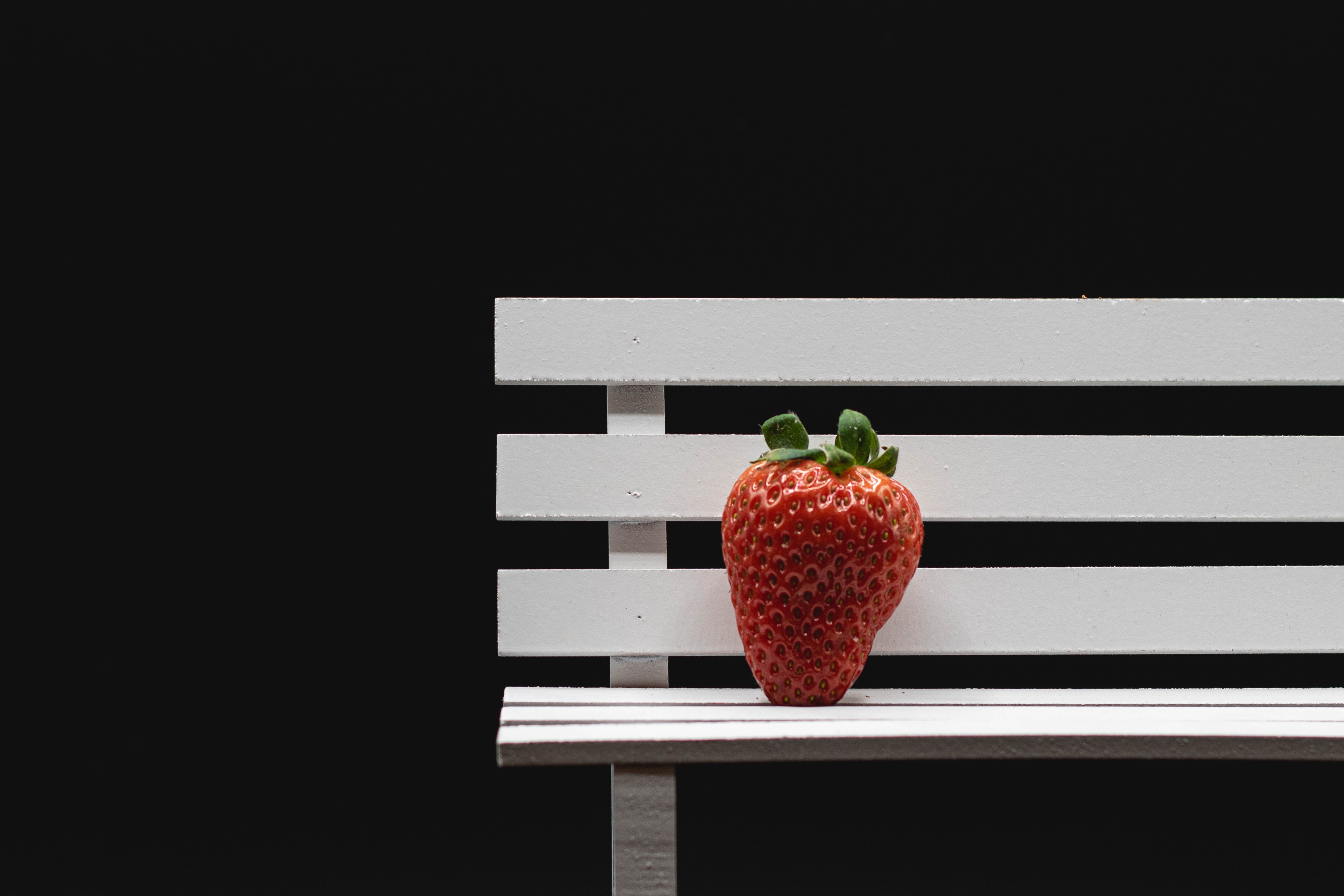 Bench strawberry, berry, food, black Lock Screen