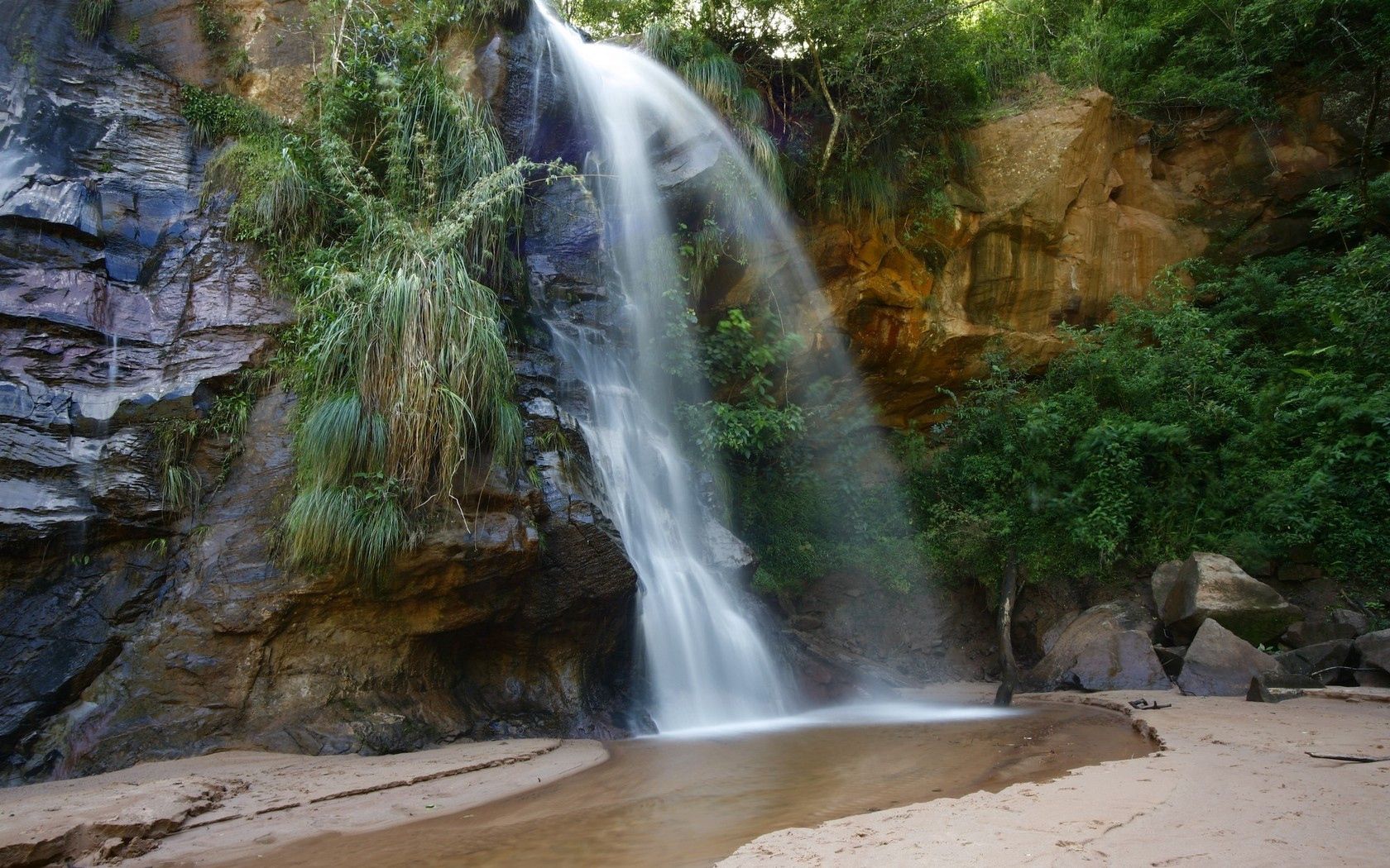 Laden Sie das Wasserfall, Natur, Sand, Felsen, Die Steine, Kaskaden-Bild kostenlos auf Ihren PC-Desktop herunter