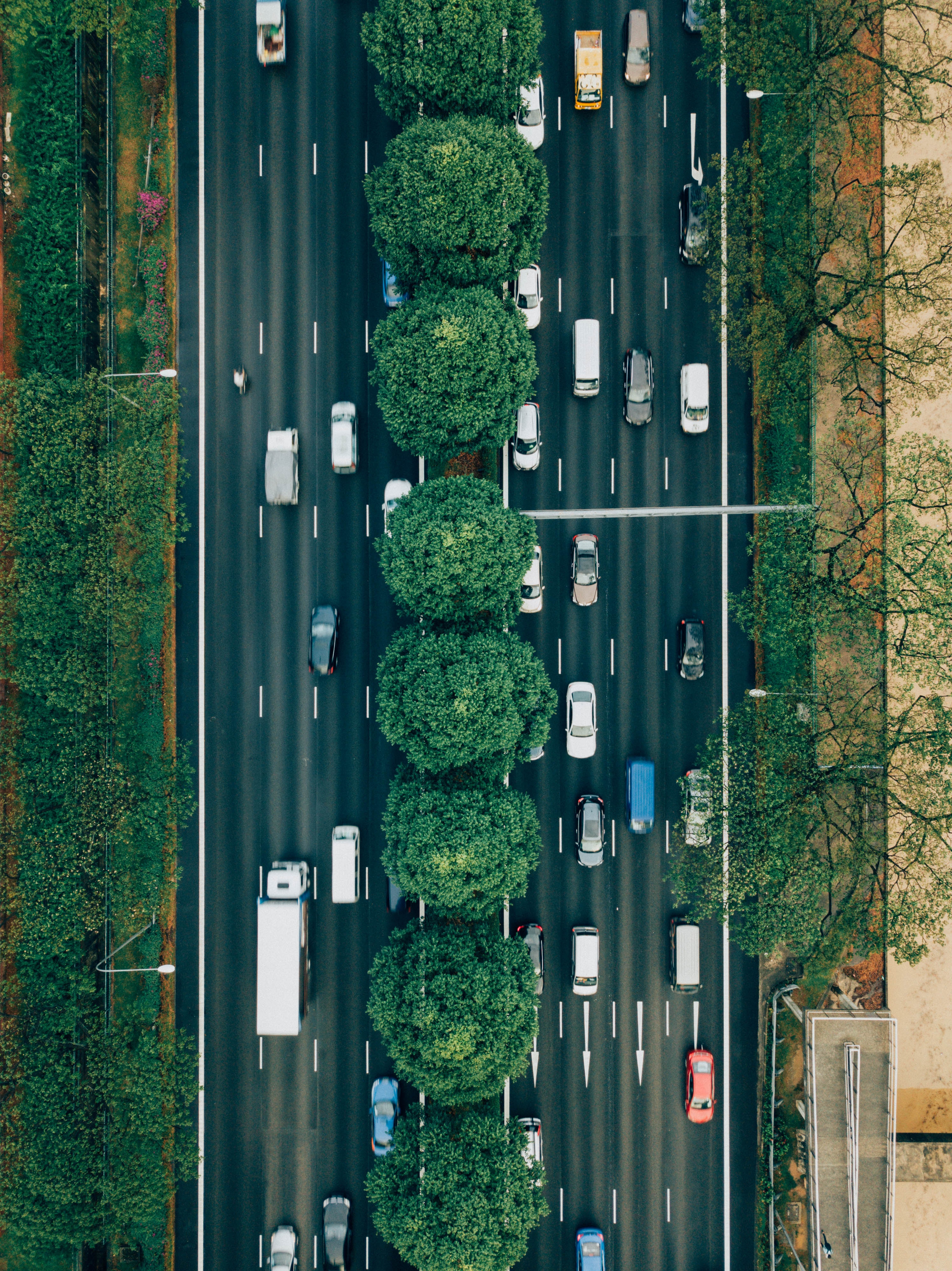 movement, cities, view from above, road, markup, traffic download HD wallpaper