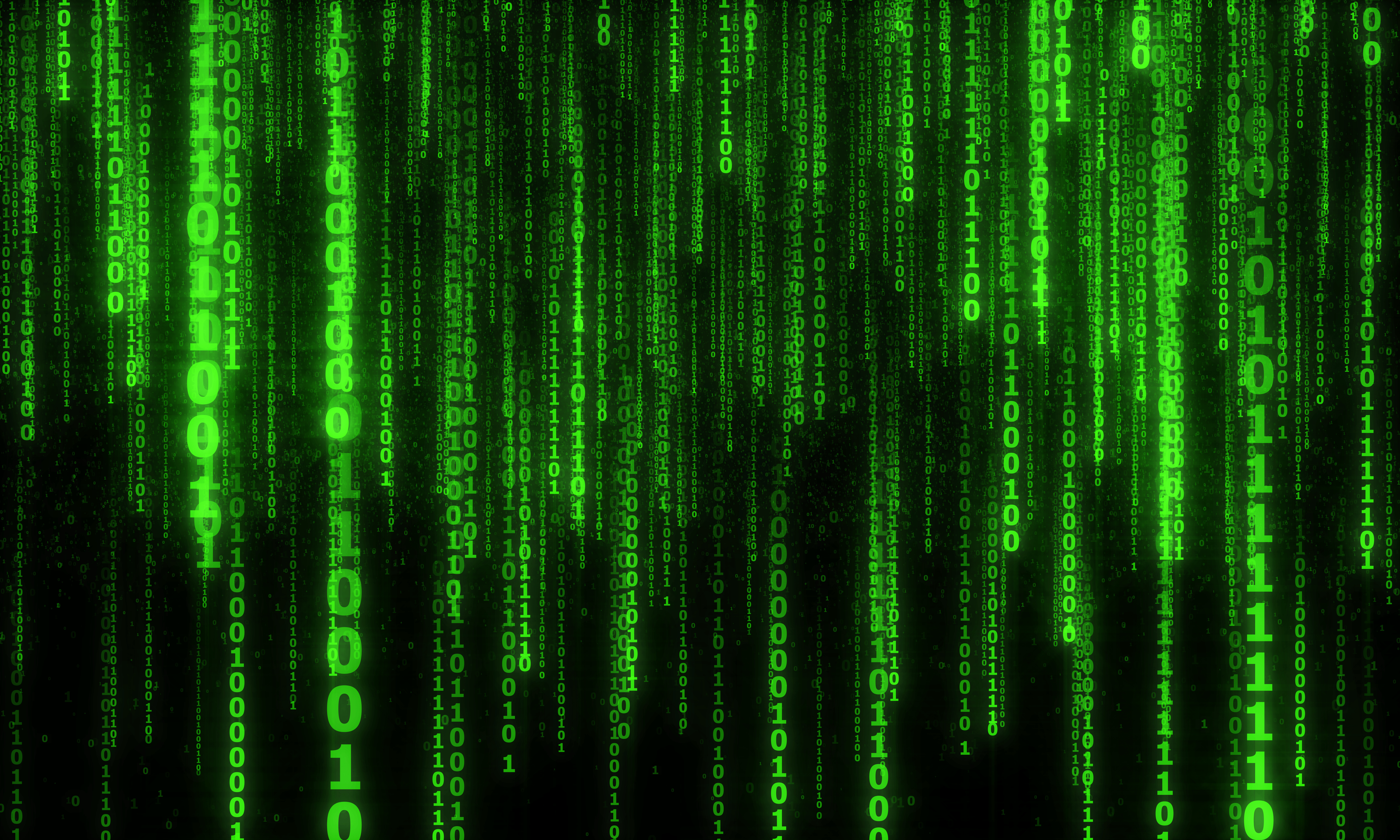 QHD wallpaper binary code, code, numbers, green