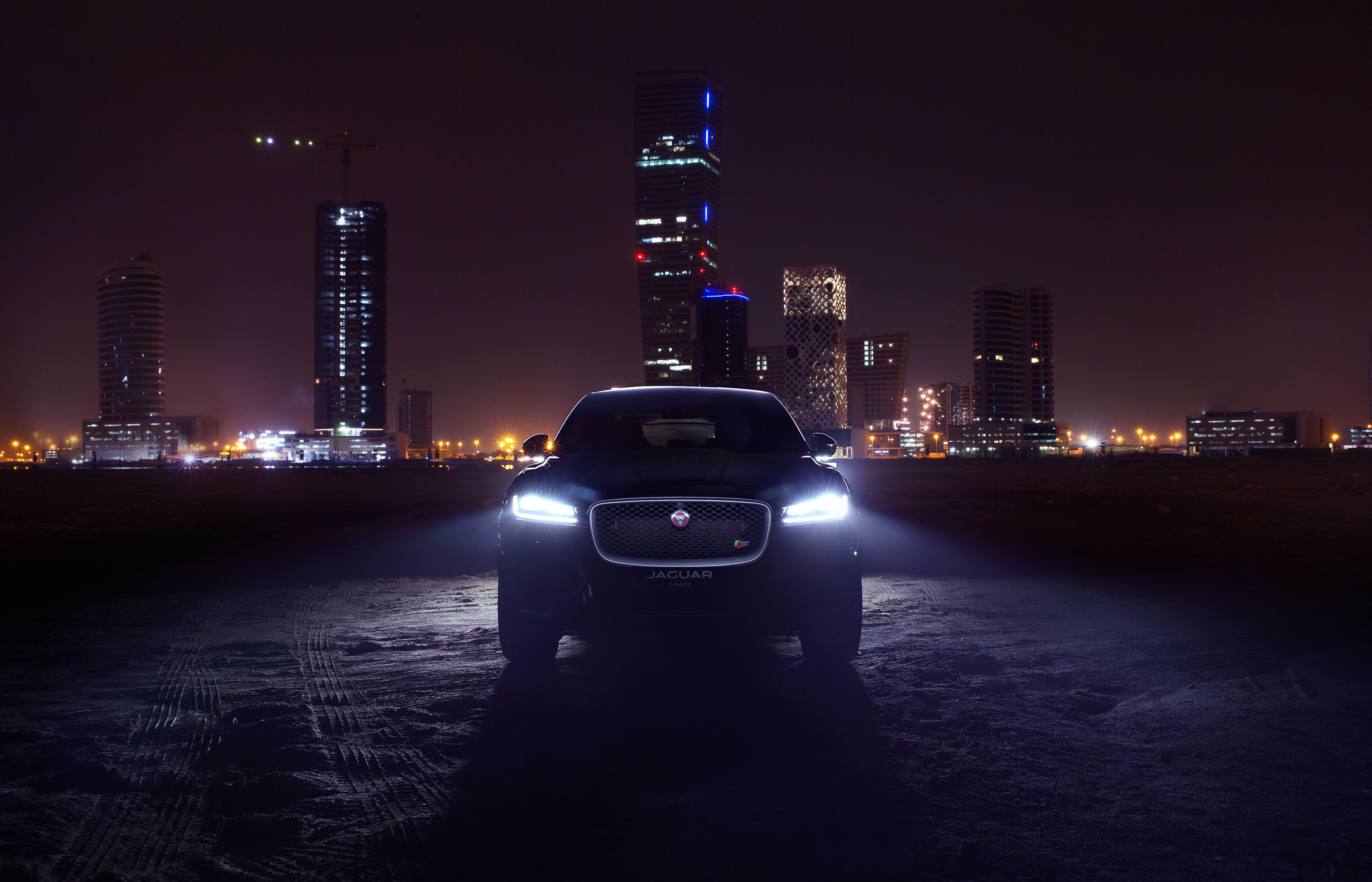 luxurious, cars, night city, jaguar f-pace HD Phone wallpaper