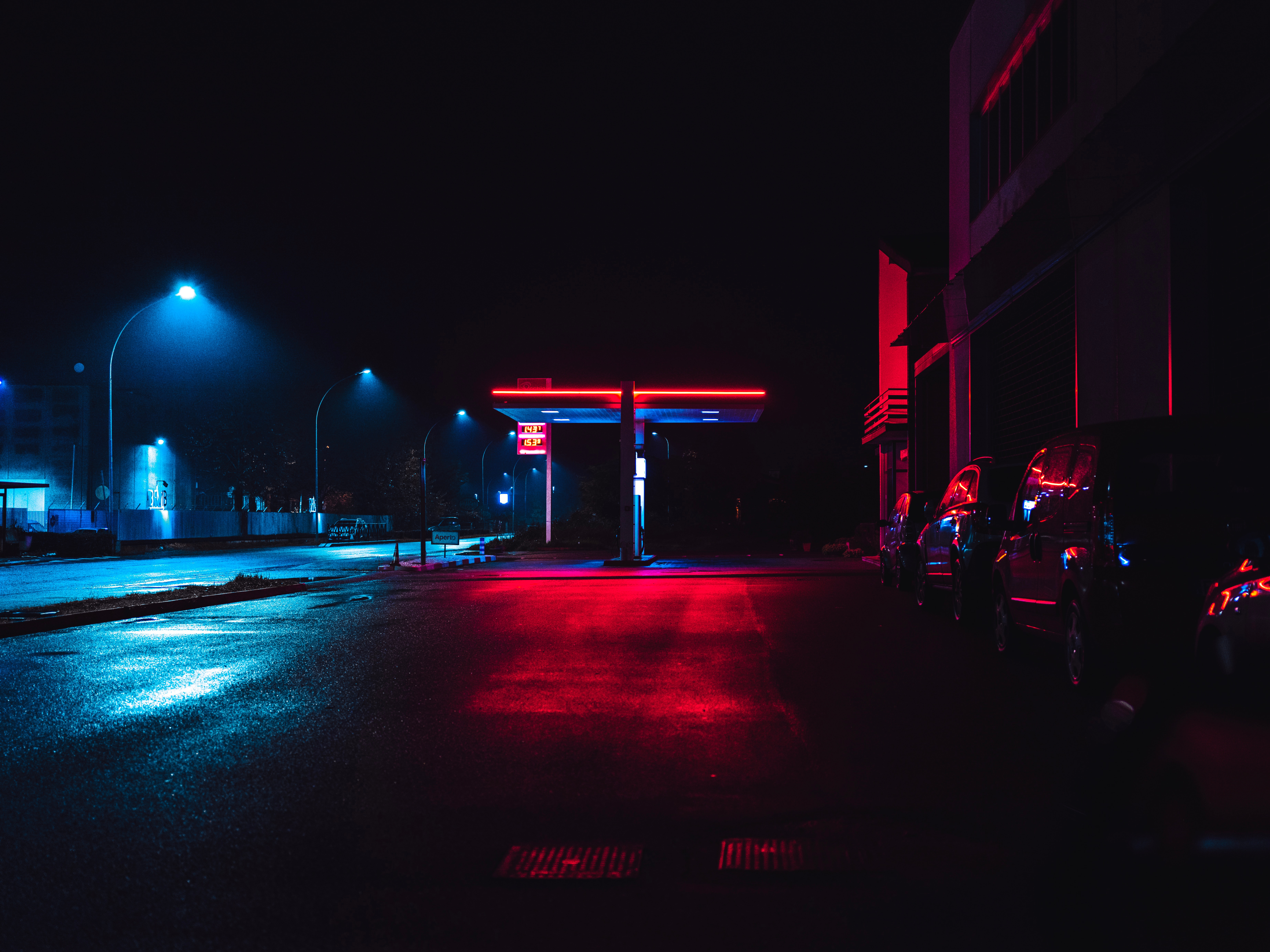 neon, city lights, dark, night, night city, street for android