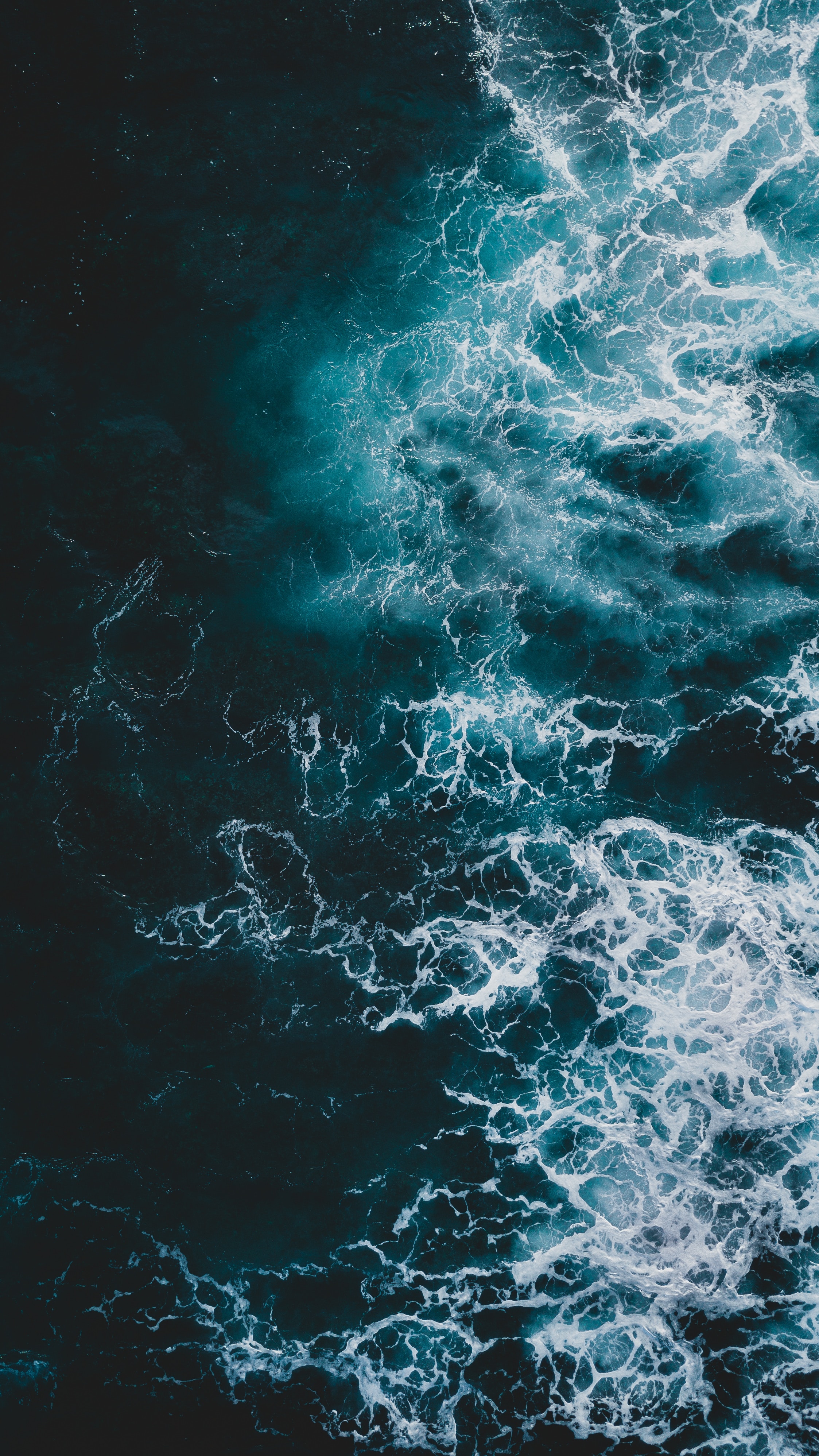 sea, nature, water, waves, view from above, foam 2160p