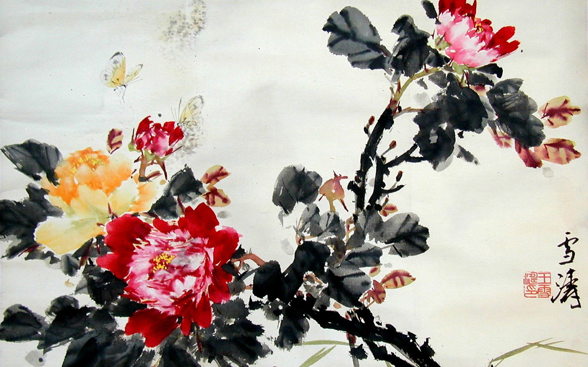 Японская живопись цветы