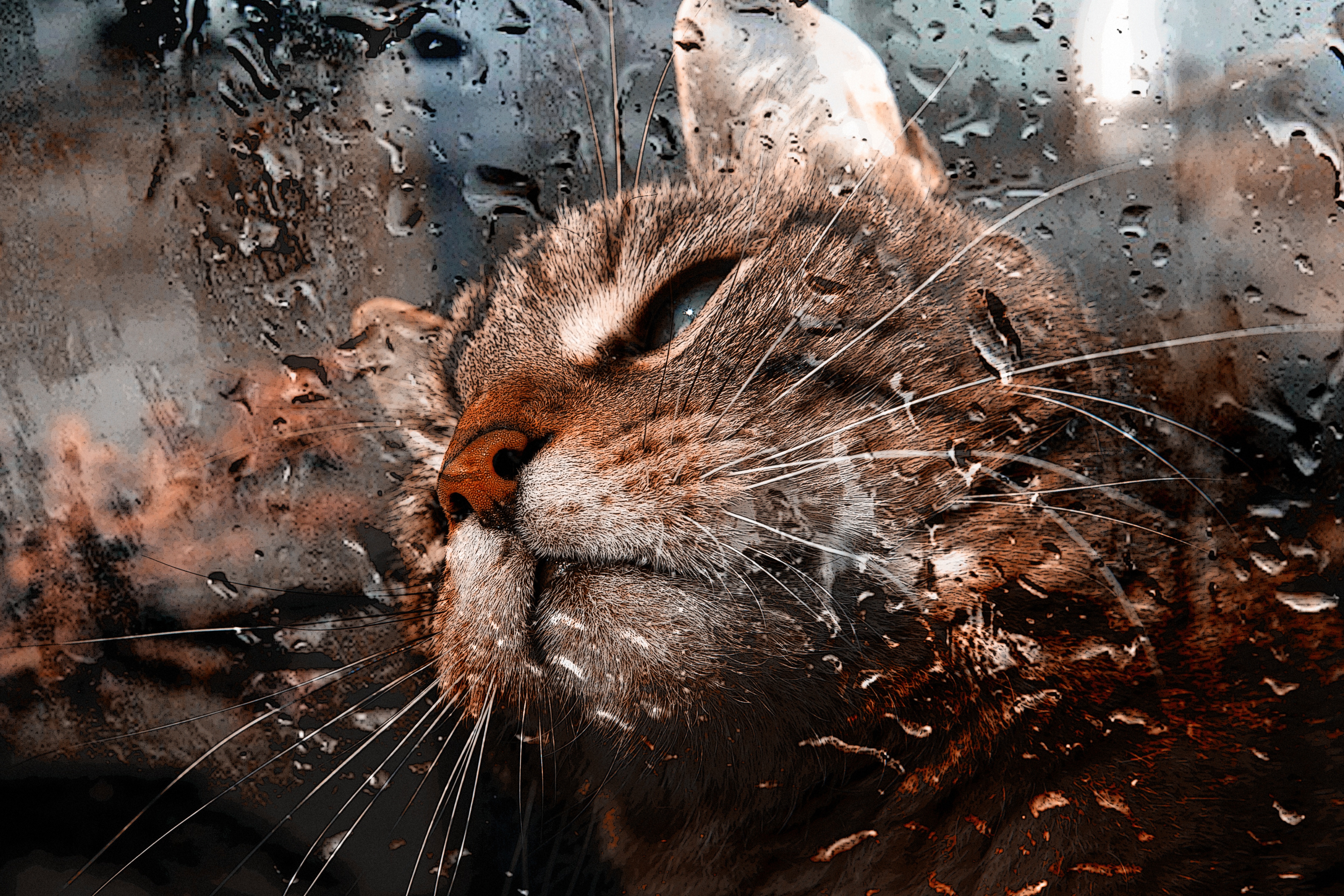 glass, cat, muzzle, animals New Lock Screen Backgrounds