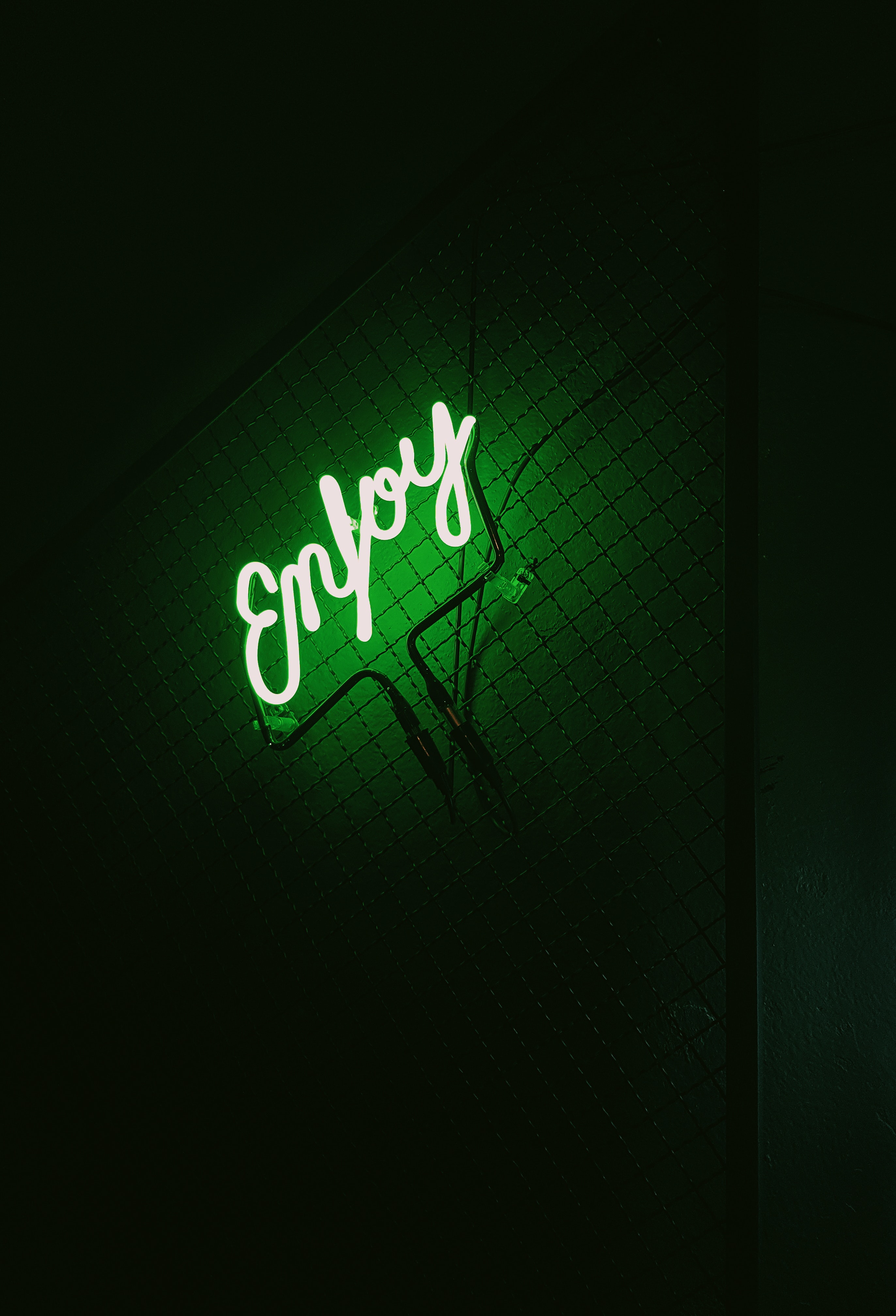 words, green, neon, dark, backlight, illumination, inscription