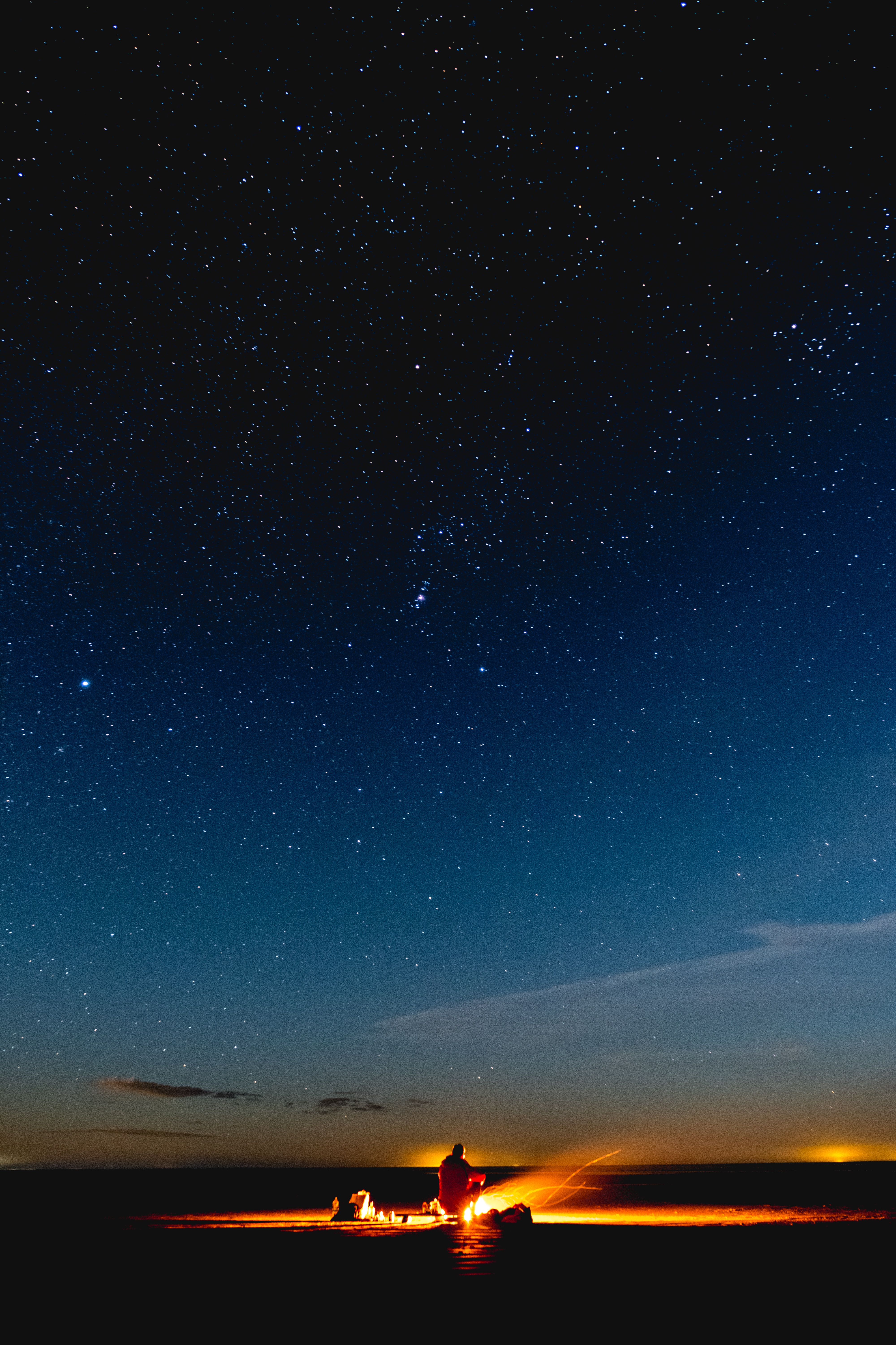 Bonfire starry sky, silhouette, camping, dark 8k Backgrounds