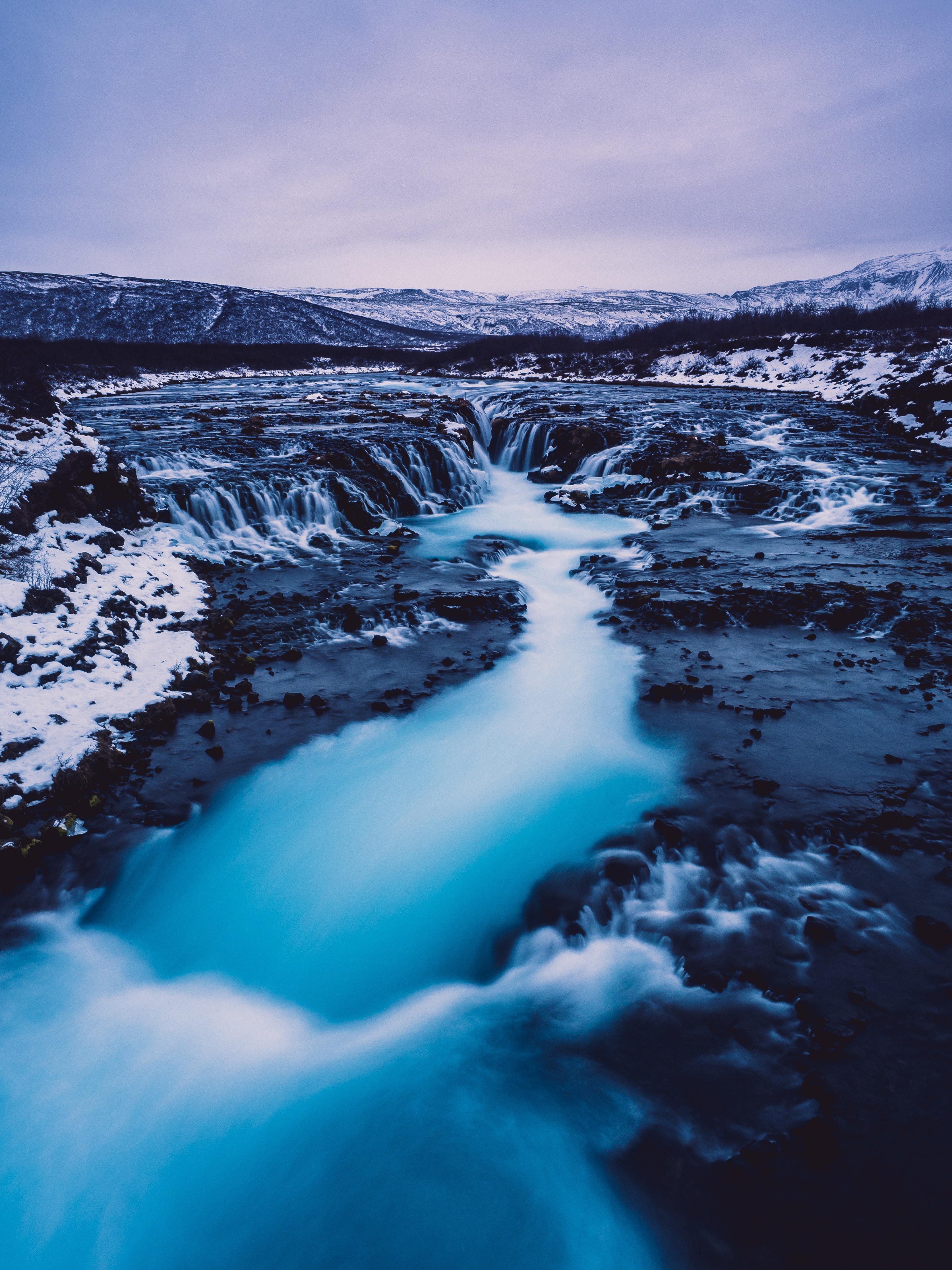 67705 завантажити шпалери ісландія, природа, сніг, водоспад, течія, текти - заставки і картинки безкоштовно