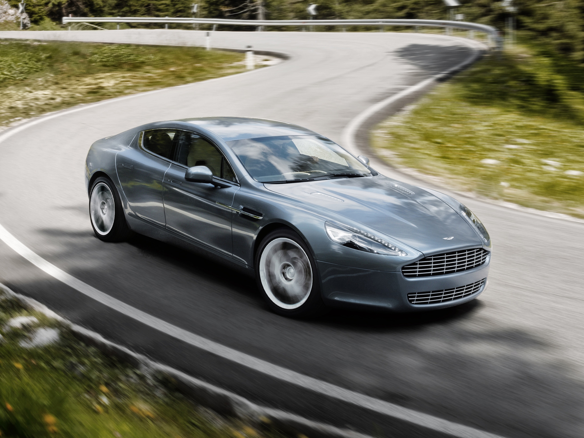 Laden Sie das Aston Martin, Cars, Seitenansicht, Geschwindigkeit, 2009, Rapide-Bild kostenlos auf Ihren PC-Desktop herunter