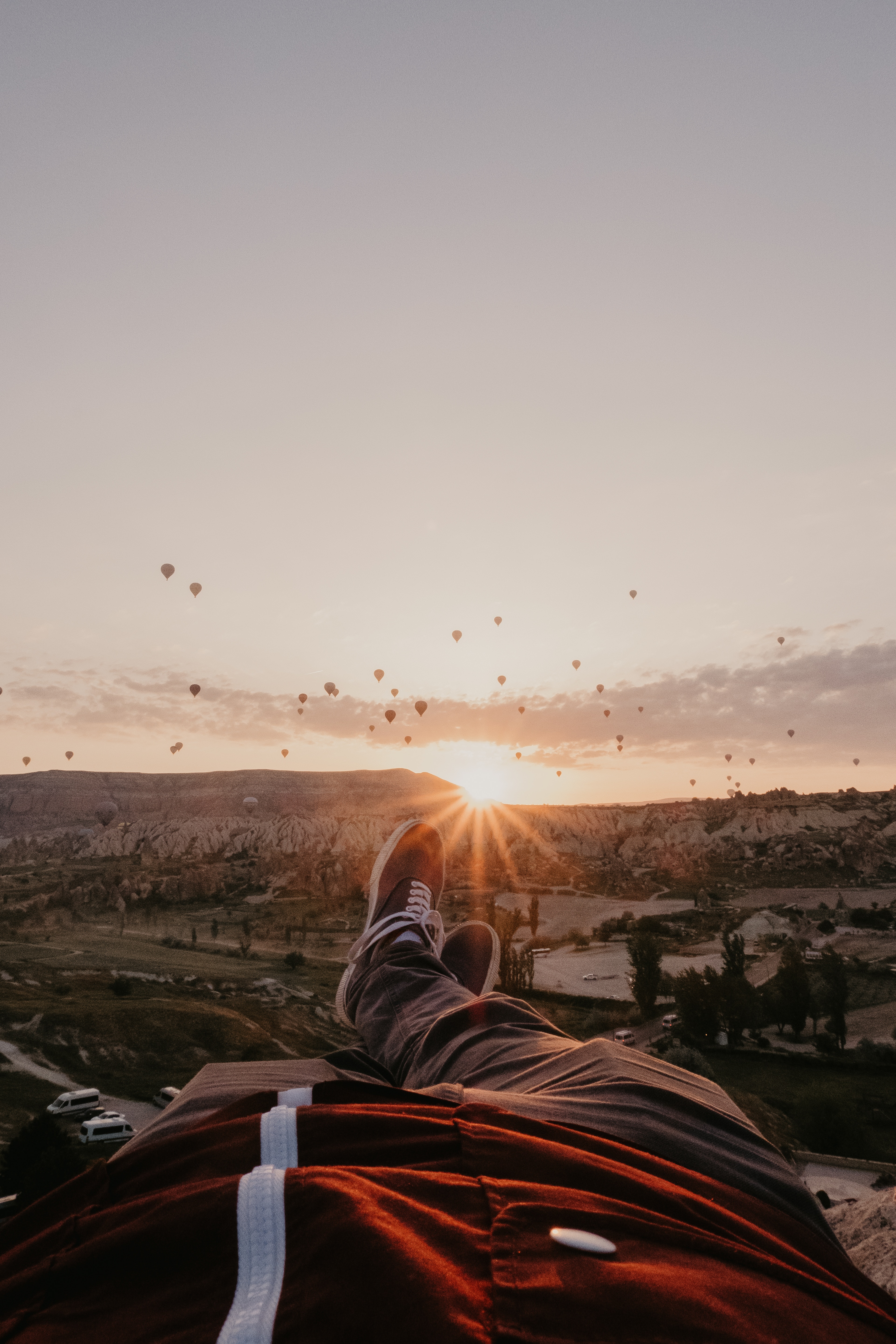 Free Images sunset, rest, mountains, balloons Legs