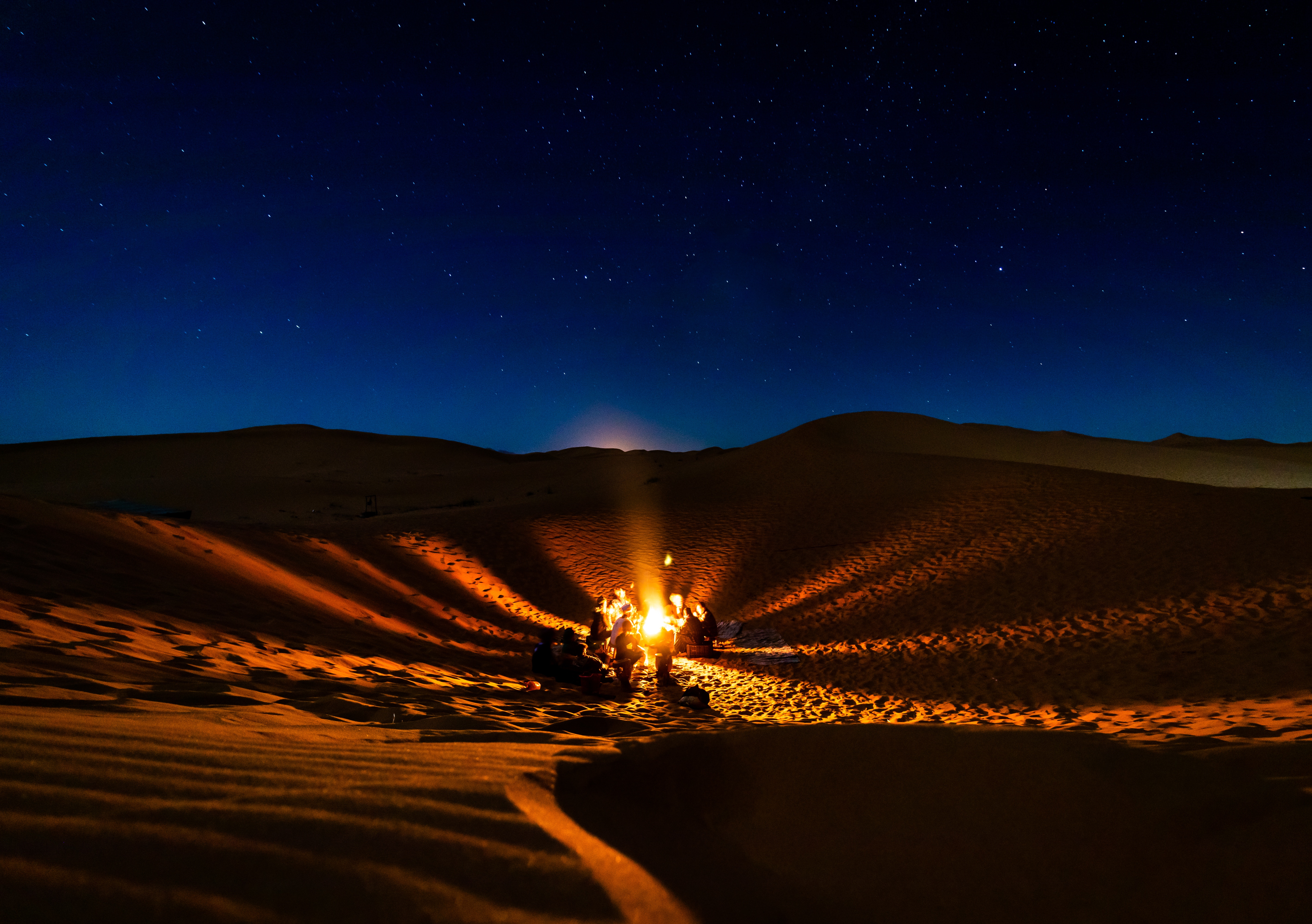 morocco, people, nature, bonfire, night, desert, starry sky, camping, campsite 4K Ultra