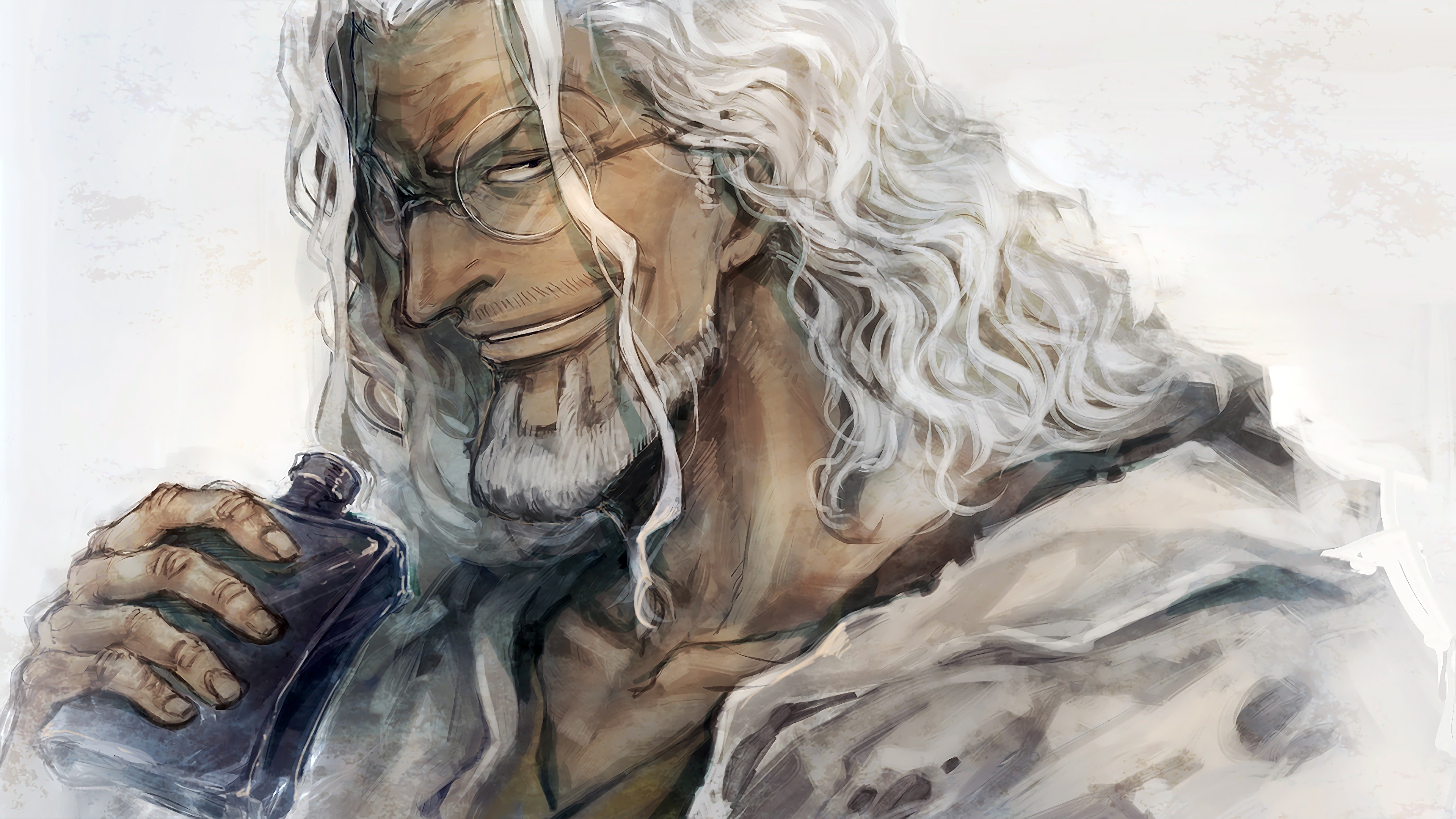 alcohol, anime, silvers rayleigh, one piece Phone Wallpaper