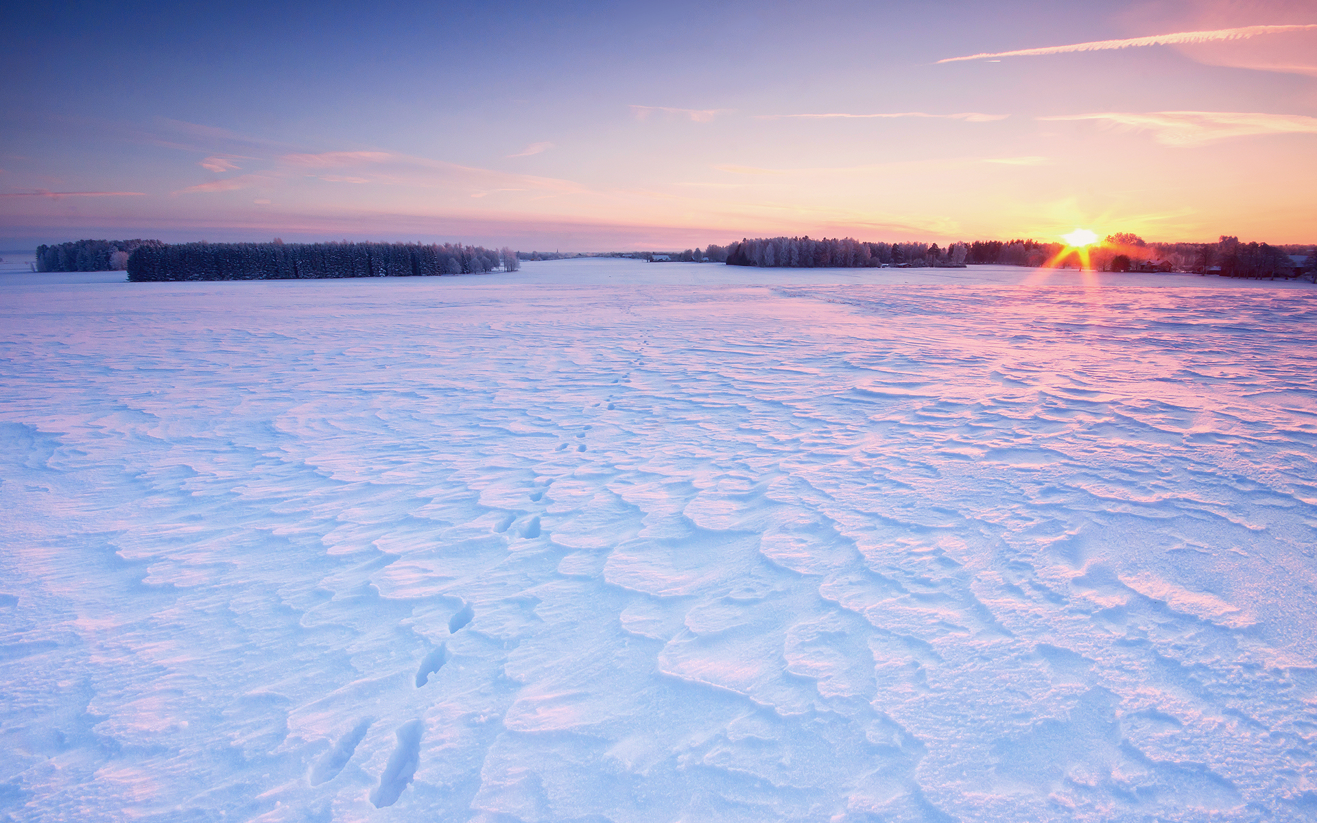 Laden Sie das Landschaft, Winter, Sunset, Schnee-Bild kostenlos auf Ihren PC-Desktop herunter