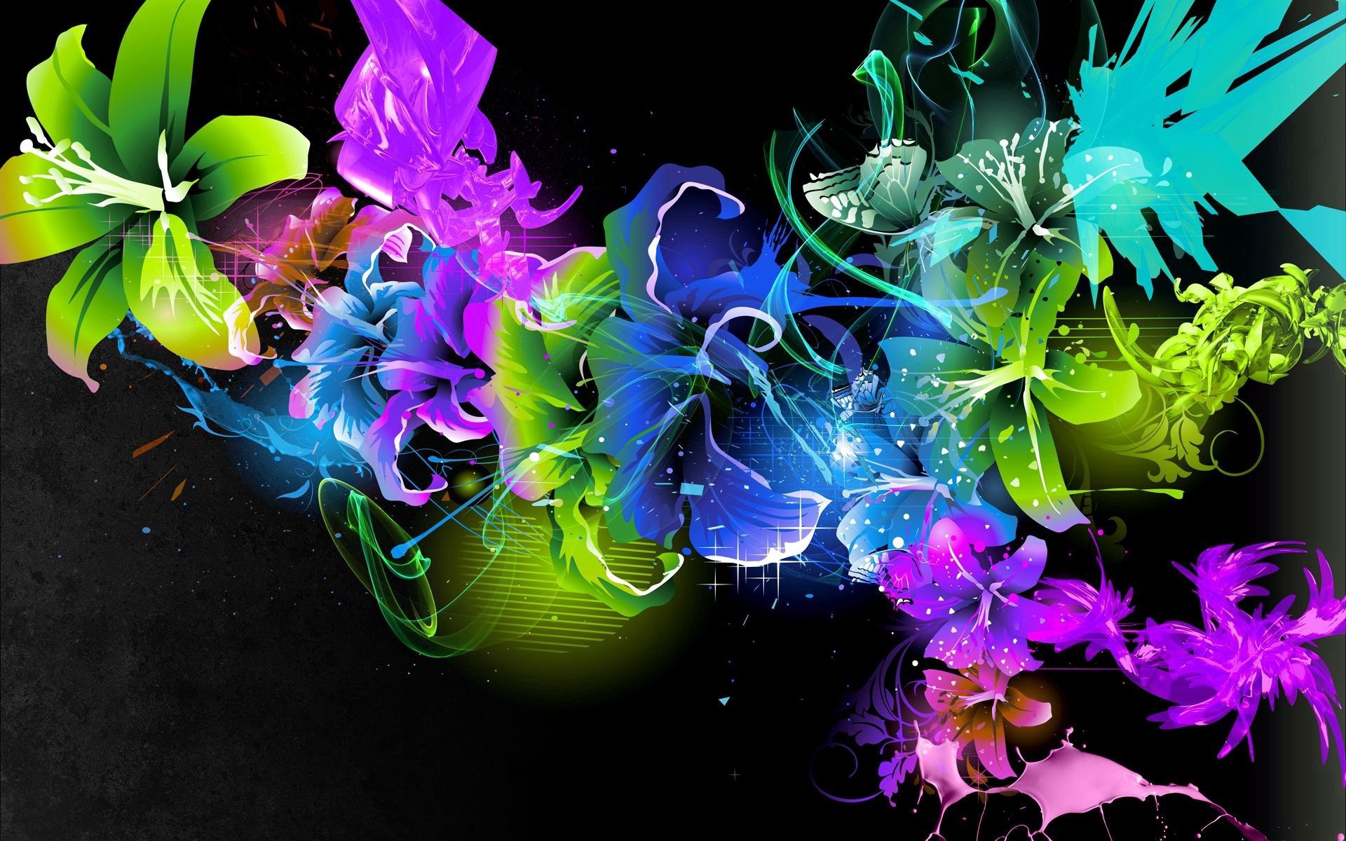 abstract, multicolored, colorful, flowers Full HD