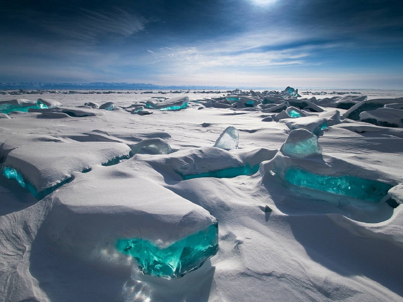 landscape, ice, blue 8K