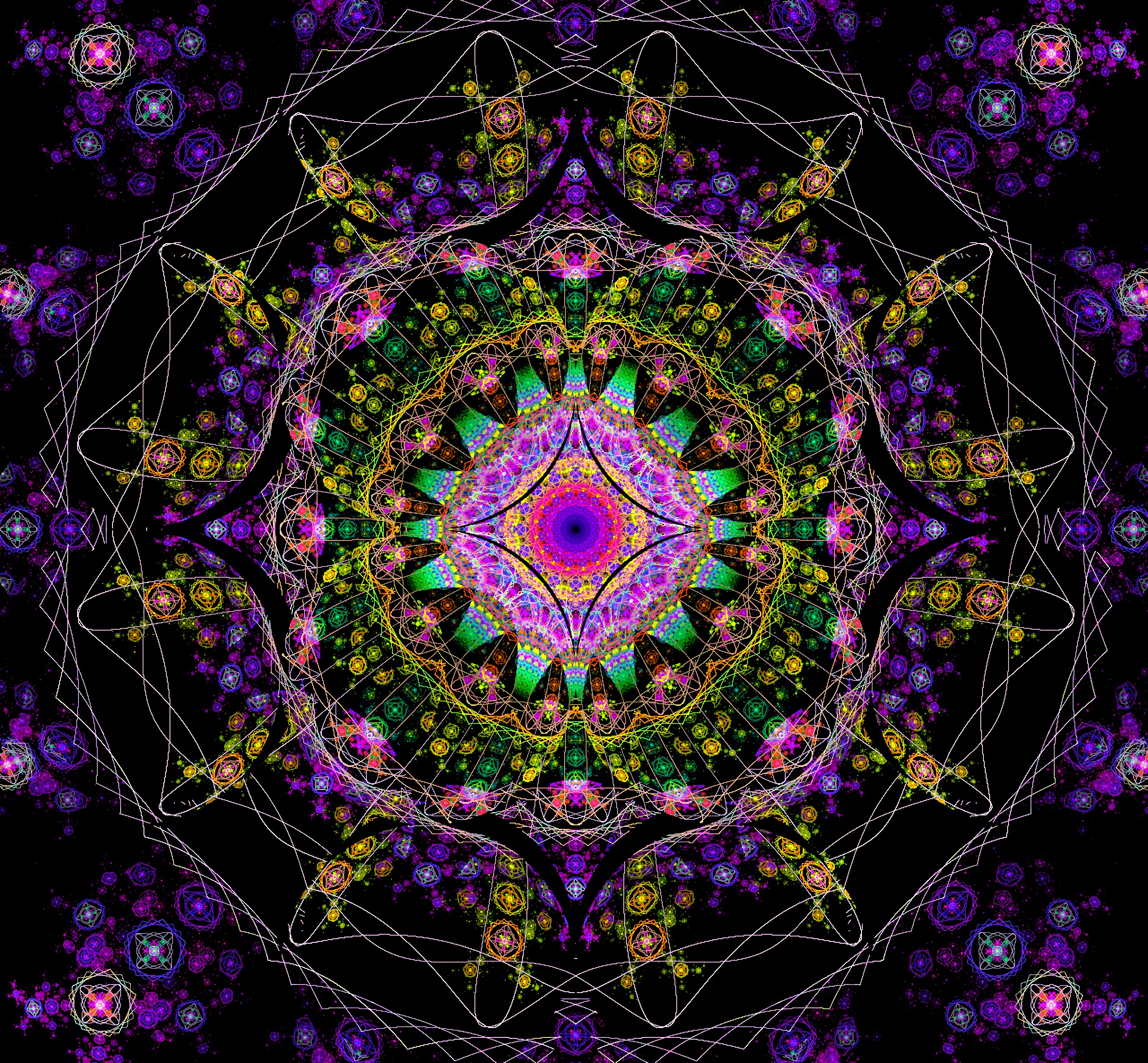 iPhone Wallpapers abstract, ornament, colorful, fractal Mandala