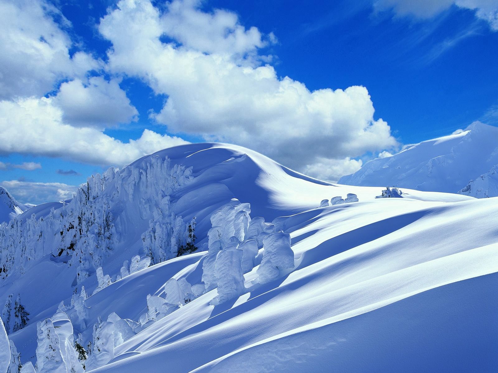 winter, nature, snow, mountain, slope, descent, drifts