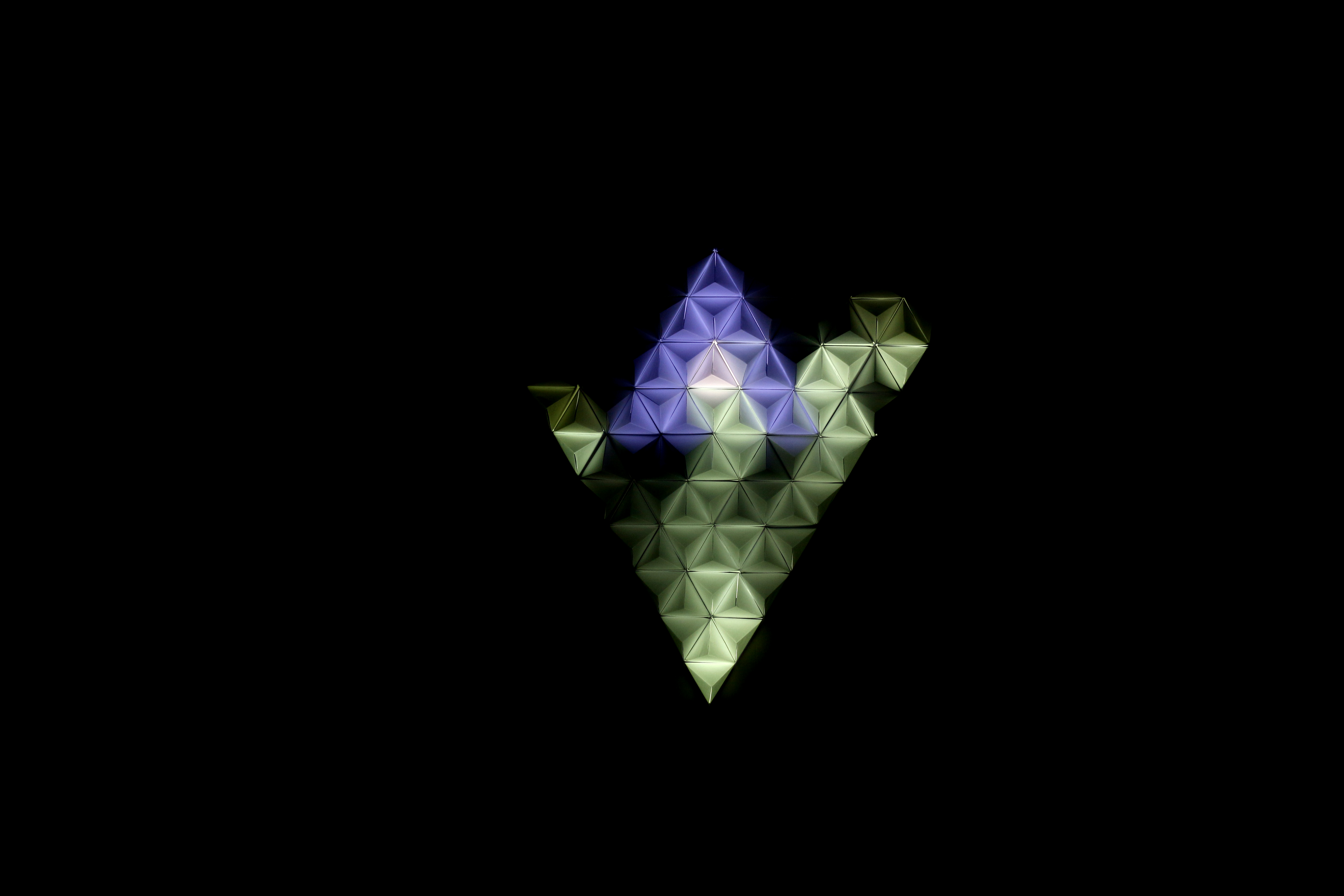 backlight, art, dark, illumination, triangle, origami wallpaper for mobile