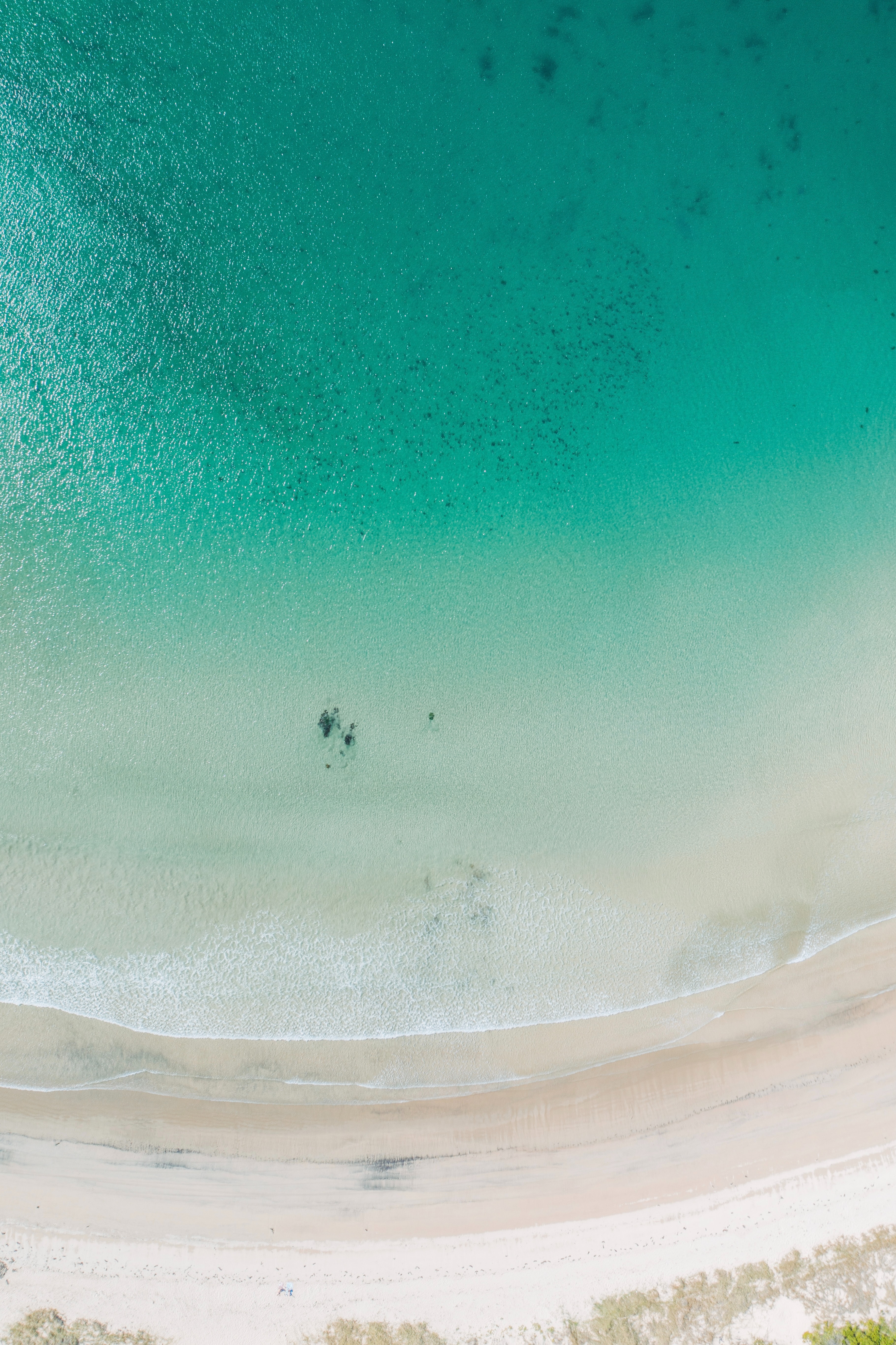 Surf sea, beach, view from above, coast 8k Backgrounds