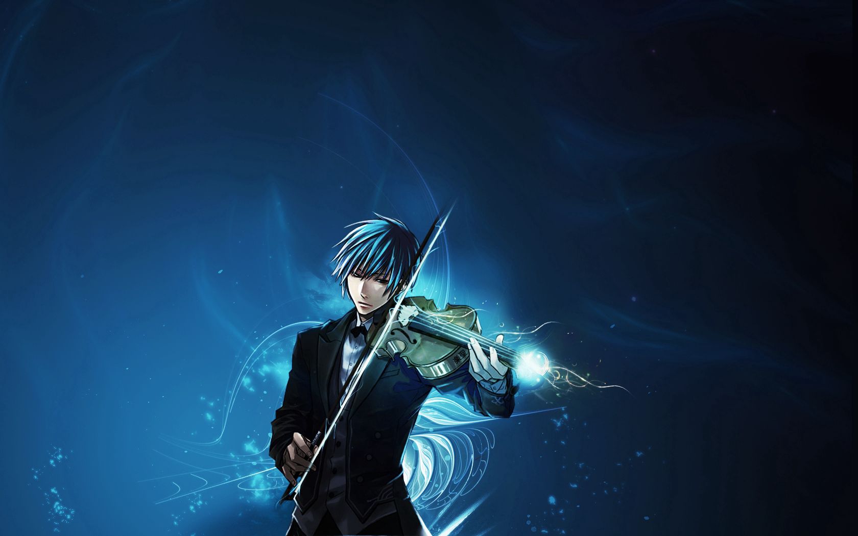 High Definition wallpaper guy, violin, space, anime
