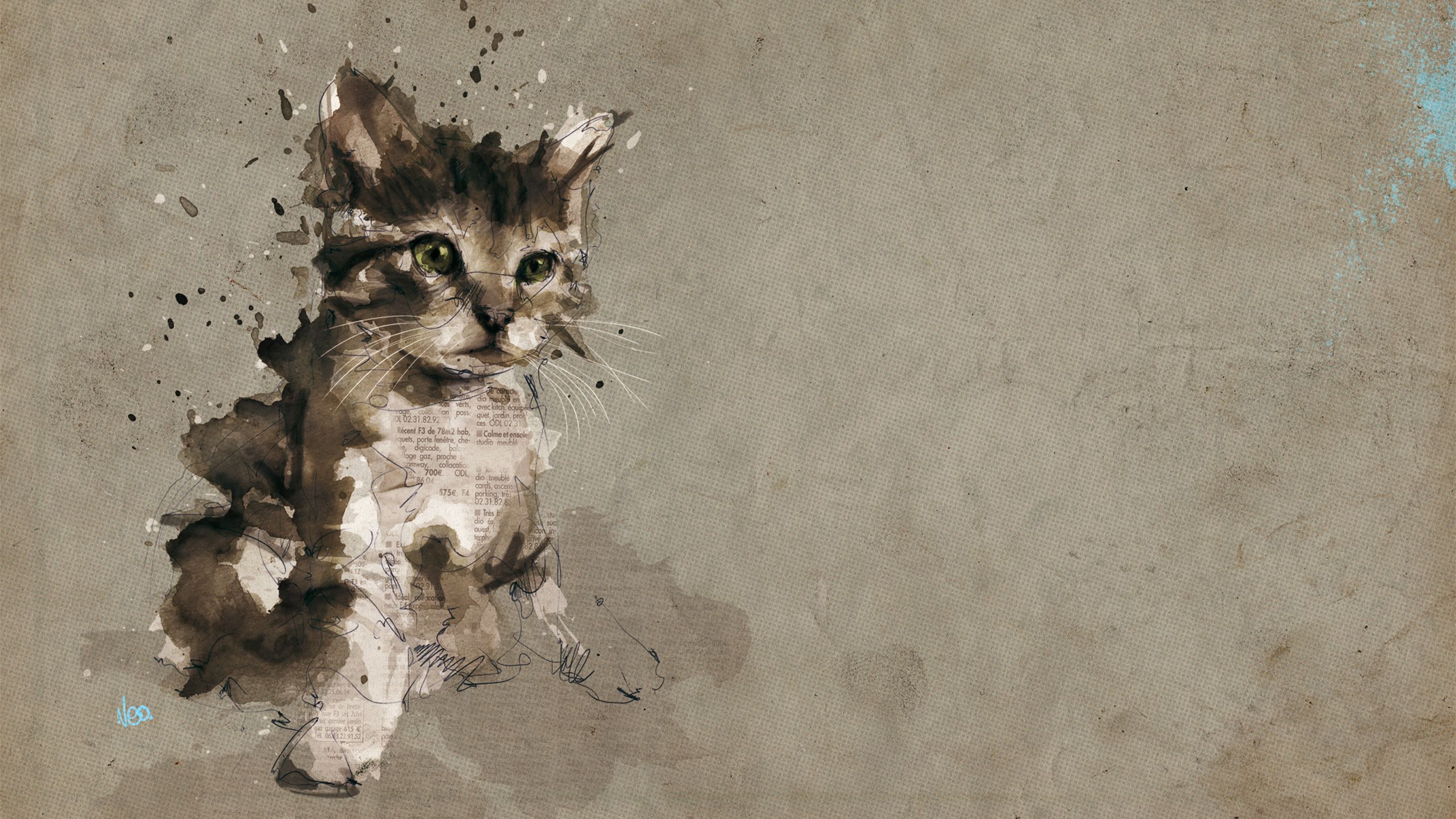 Smartphone Background art, kitty, kitten, grey