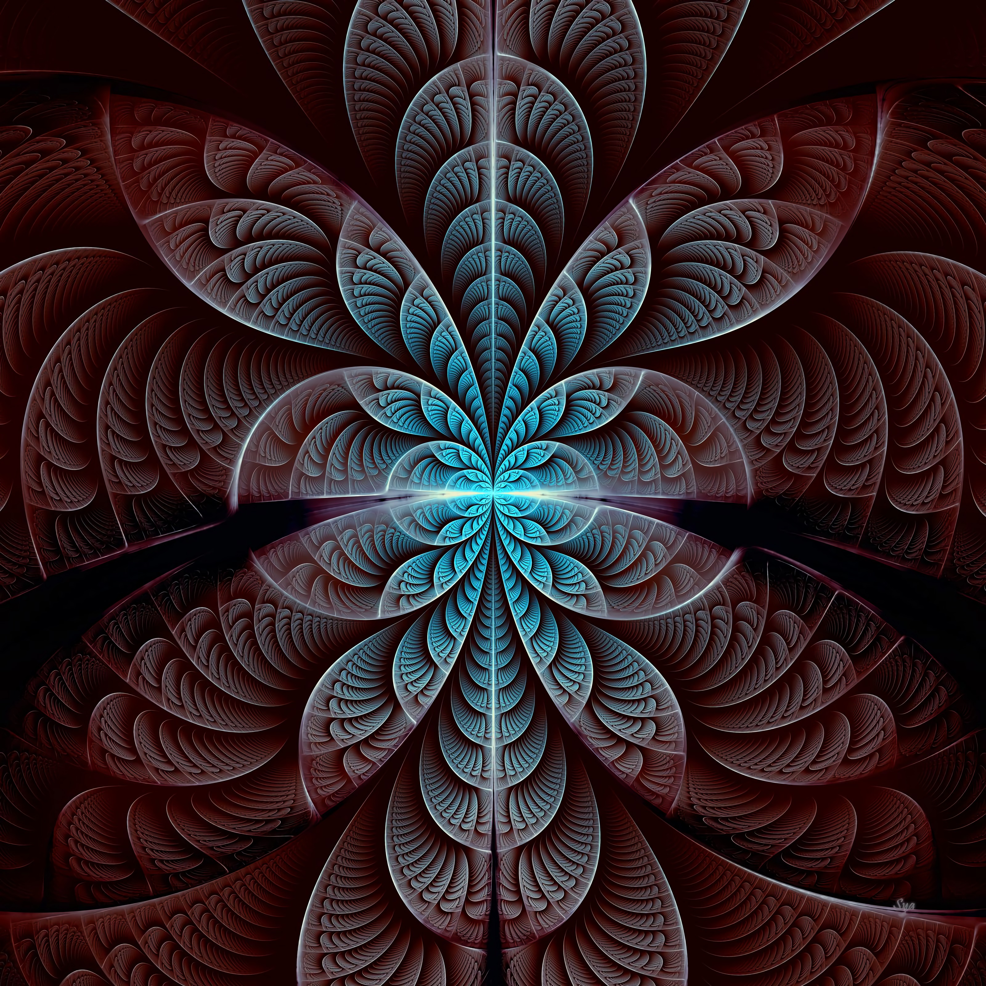 pattern, fractal, glow, symmetry, abstract Full HD