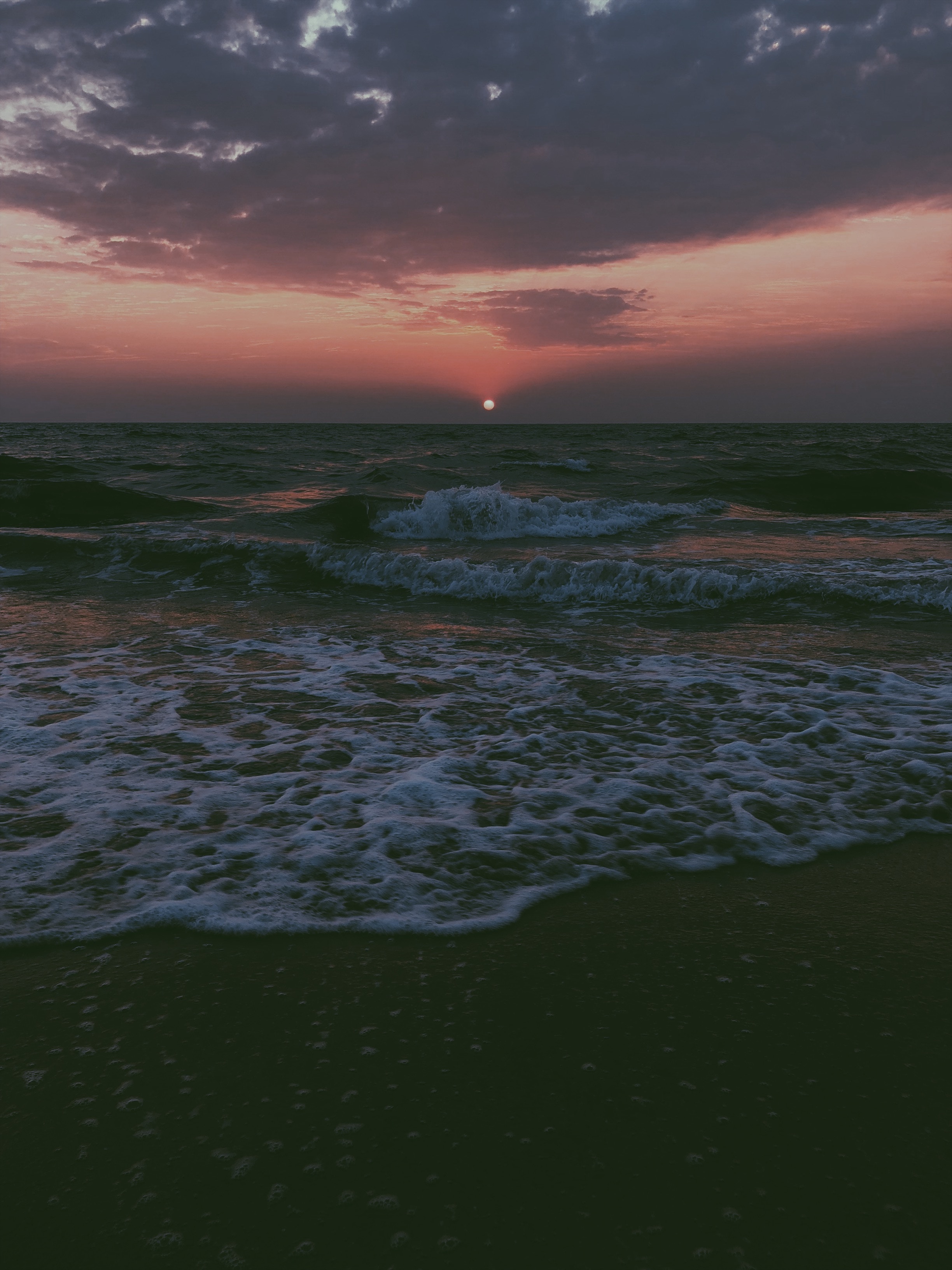 horizon, nature, sunset, sea, tide, high tide iphone wallpaper