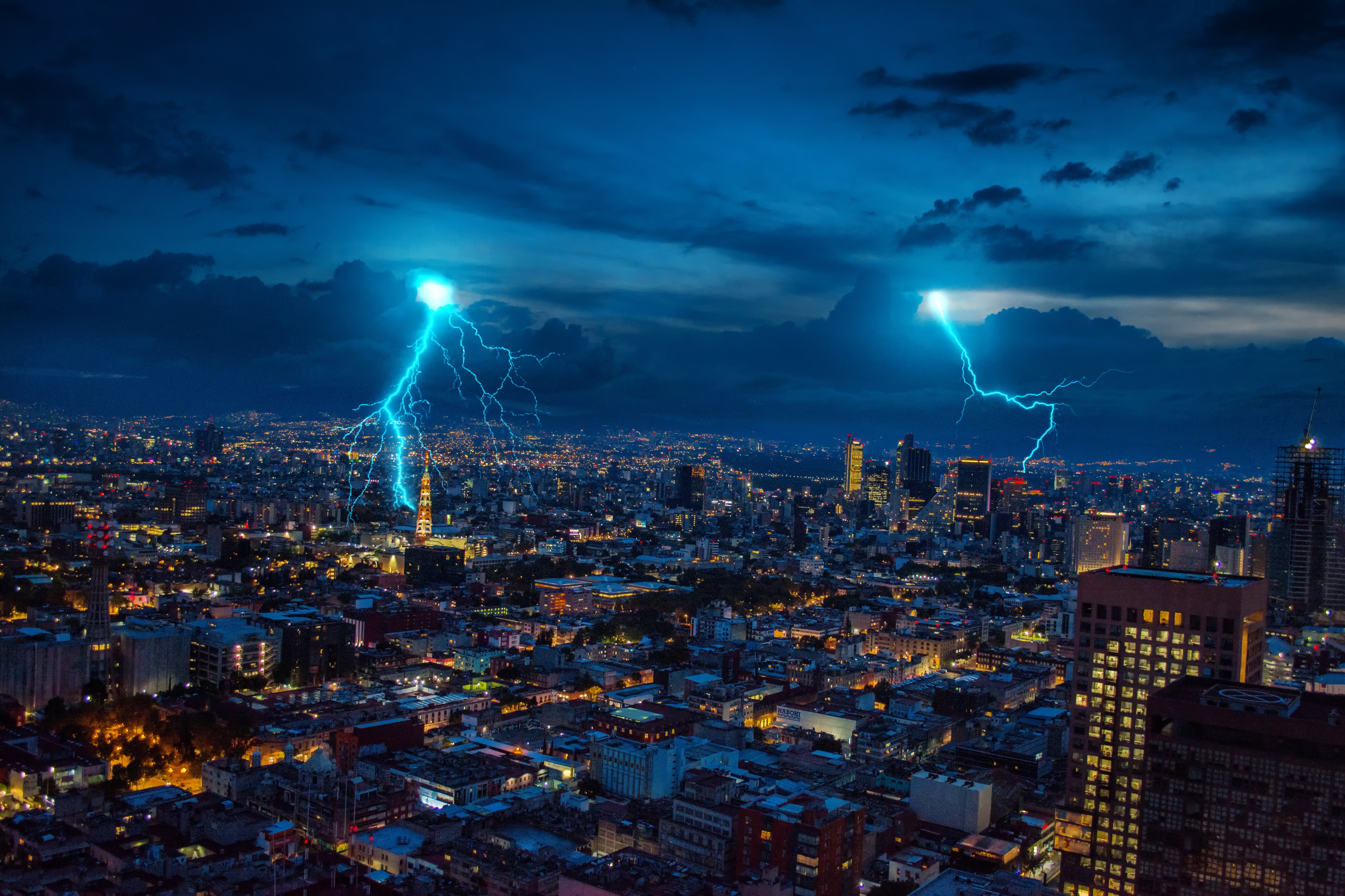 79223 download wallpaper cities, night, lightning, city, lights, sparks screensavers and pictures for free