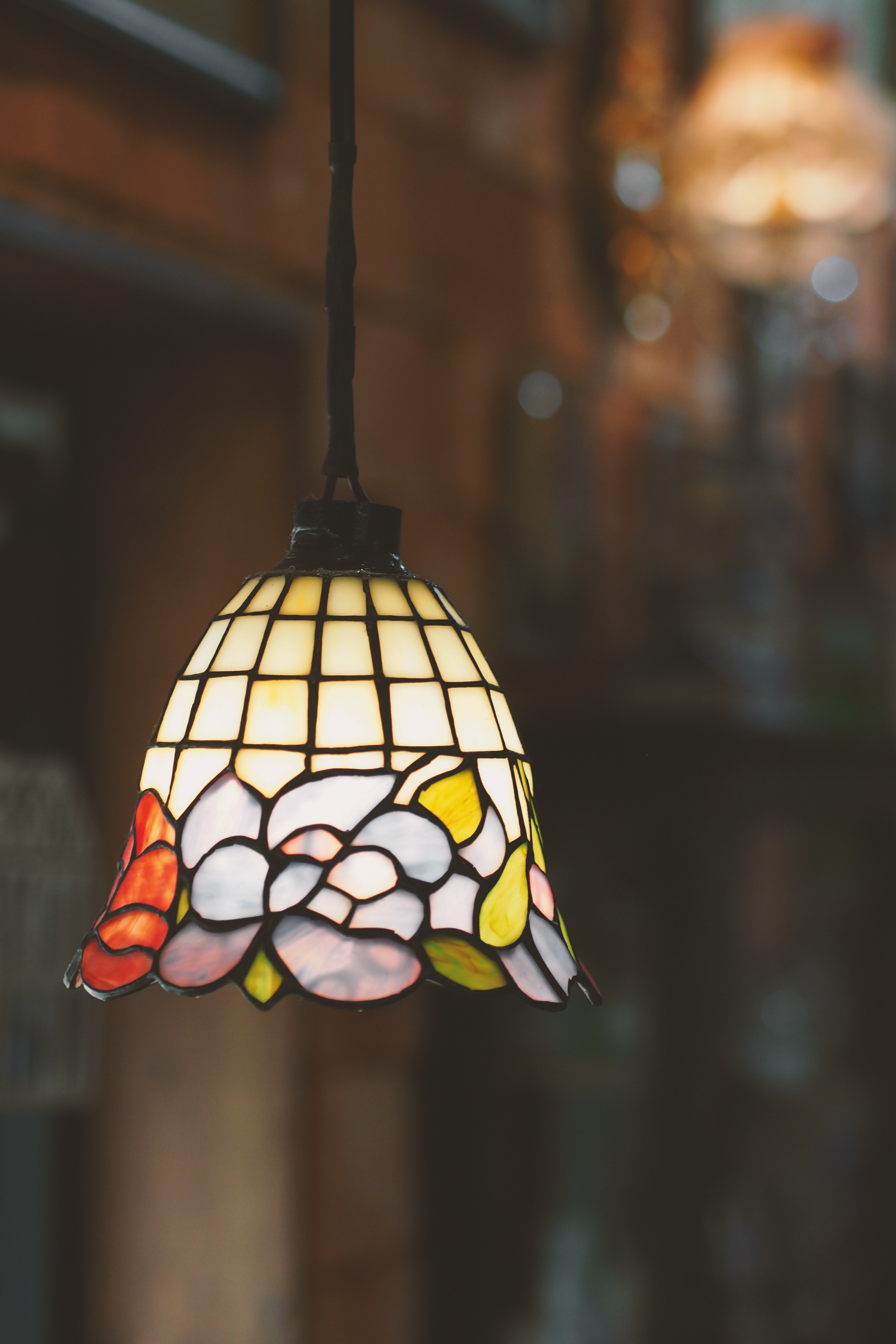 stained glass, miscellanea, miscellaneous, multicolored, motley, glass, lamp, curtain wall, shade, lampshade 1080p