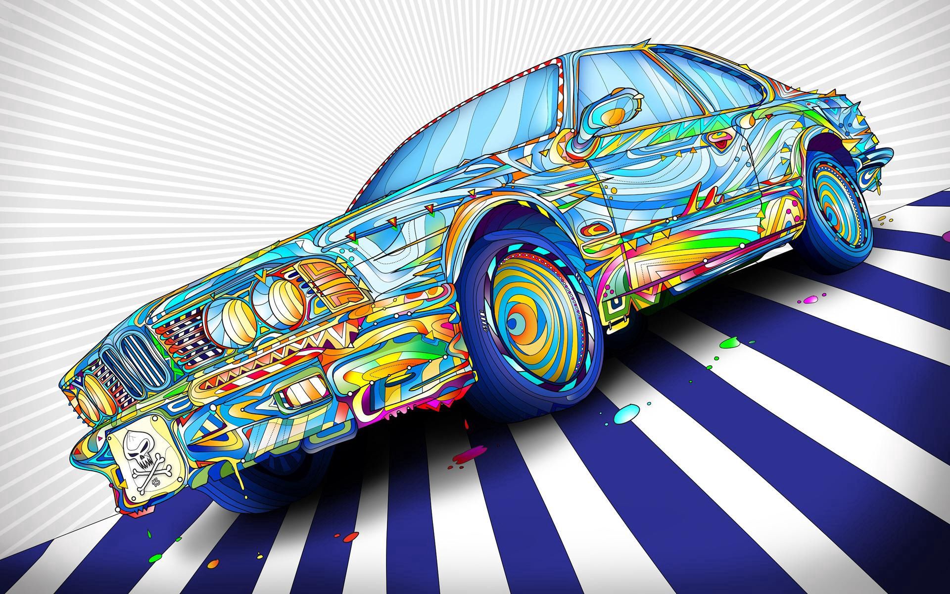 colourful, vector, multicolored, motley, car, colorful, graphics HD wallpaper