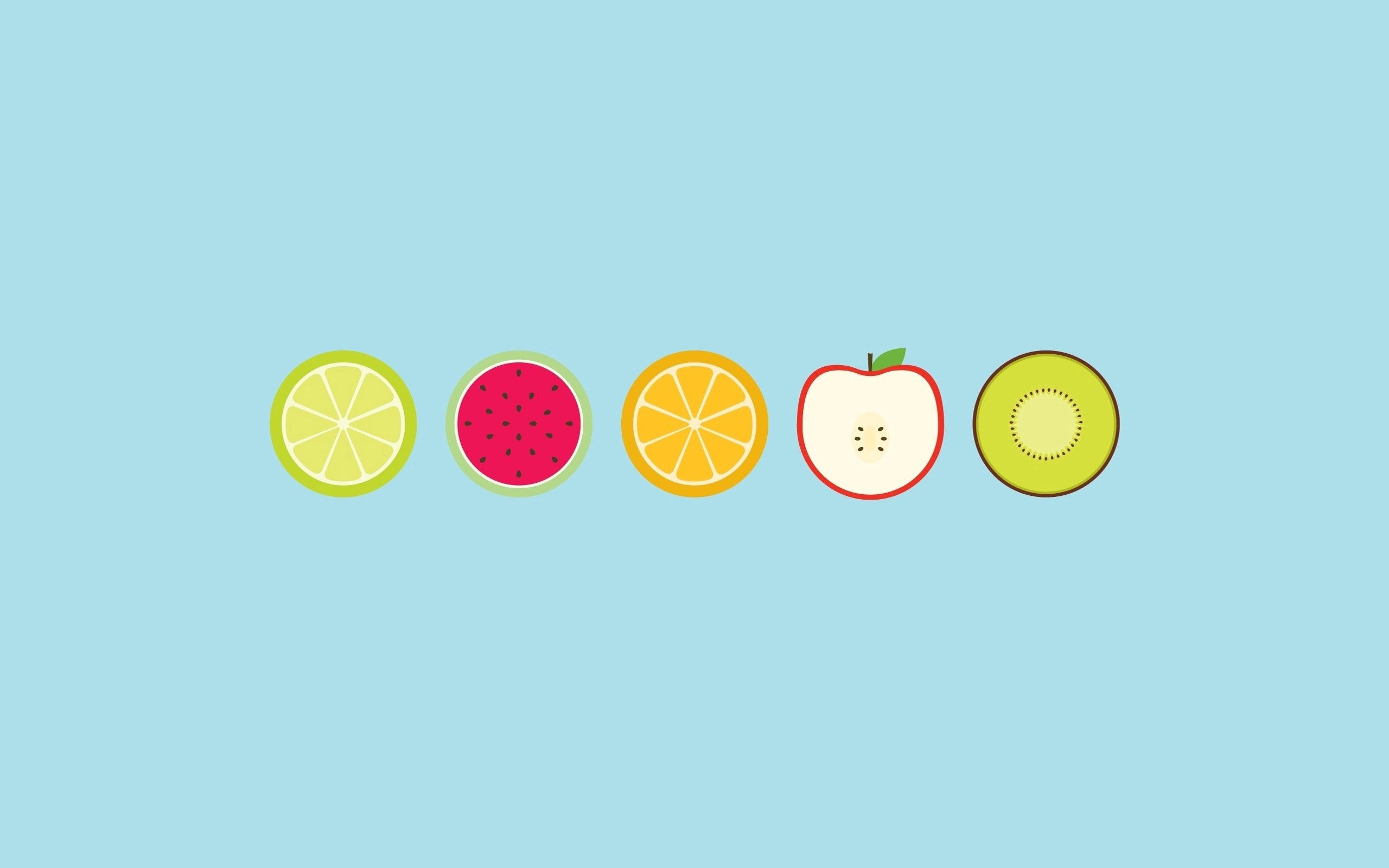 Laden Sie das Obst, Kiwi, Lime, Kreise, Minimalismus, Wassermelone, Apfel-Bild kostenlos auf Ihren PC-Desktop herunter