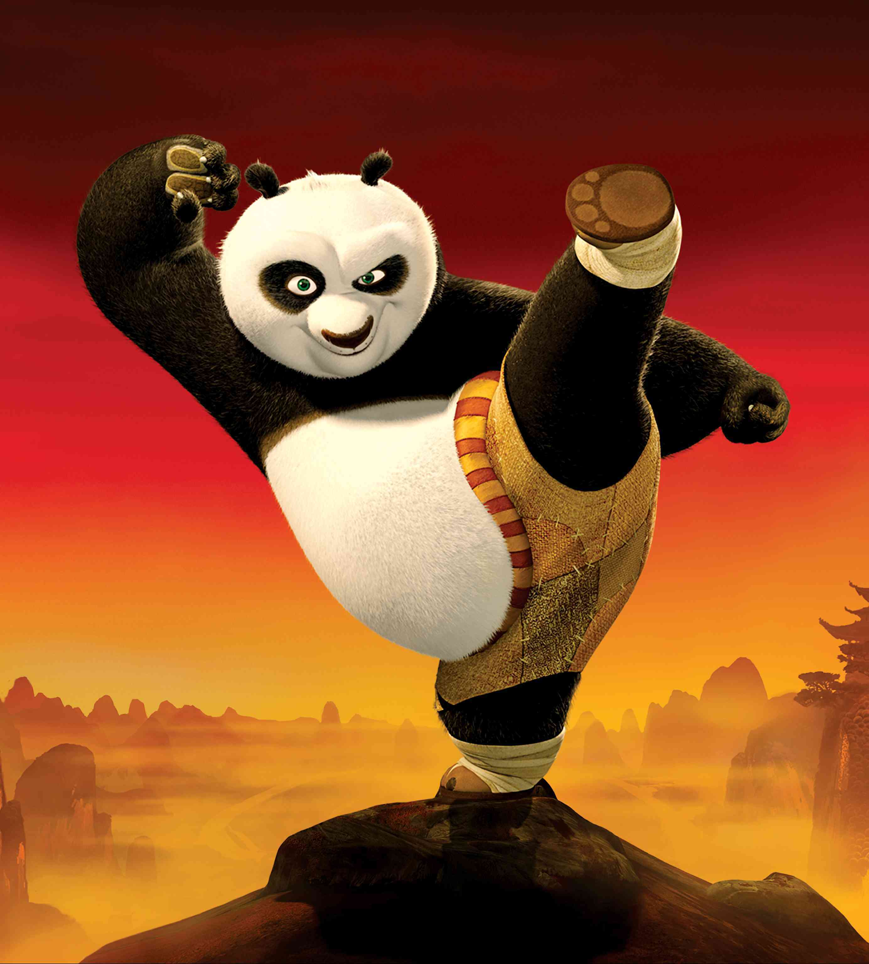 cartoon, panda kung-fu, bears Smartphone Background