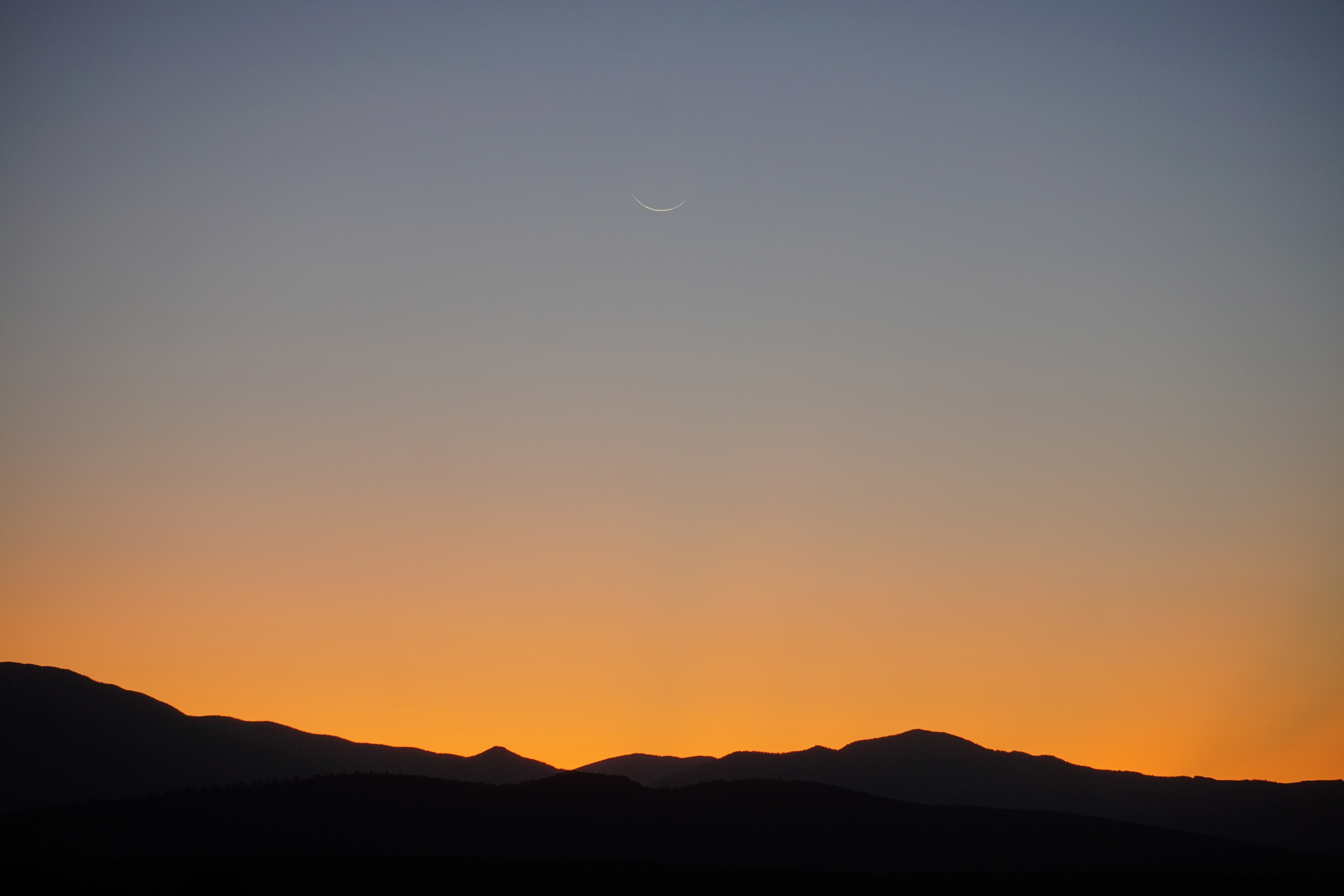 Moon mountains, dark, dusk, sunset HD desktop images