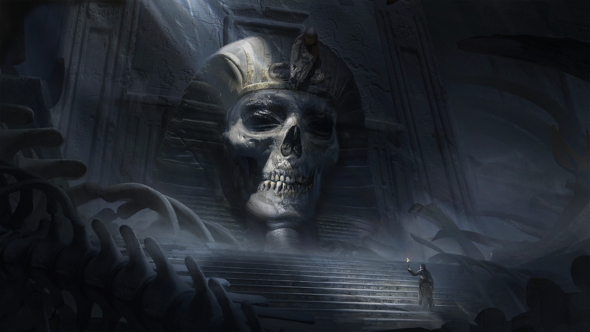 HD desktop wallpaper: Fantasy, Dark, Ruin, Skull, Bones, Egyptian download  free picture #885955